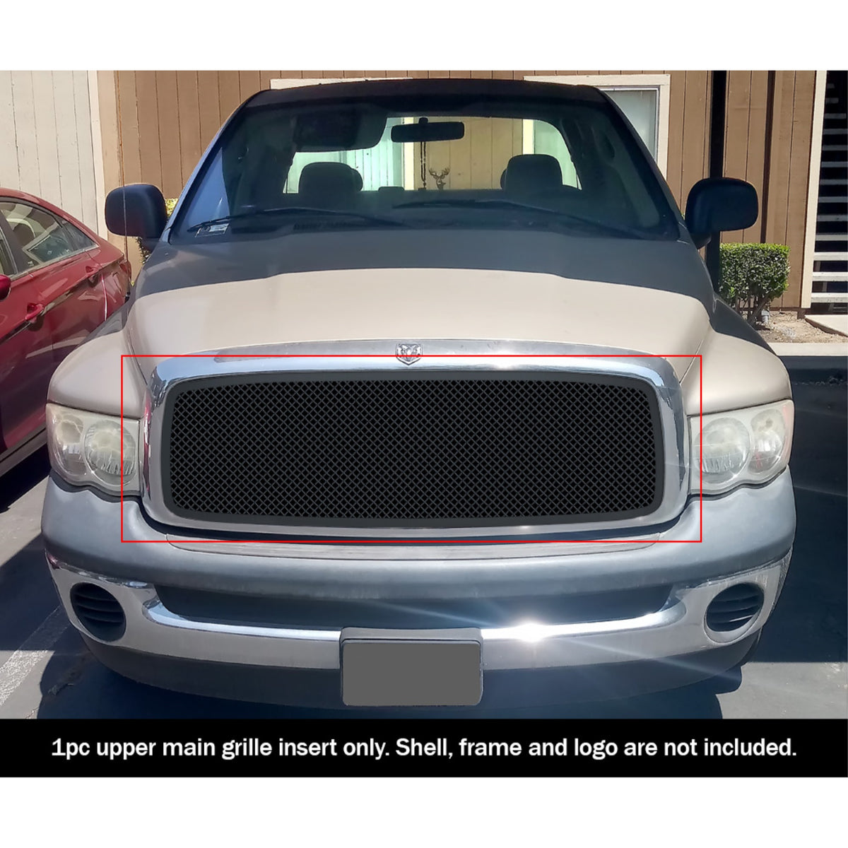 2002-2005 Dodge Ram 1500 /2002-2005 Dodge Ram 2500 /2002-2005 Dodge Ram 3500 Stainless Steel Black Powder Coated Finish 1.8 Mm Wire Mesh Black Wire Mesh Grille