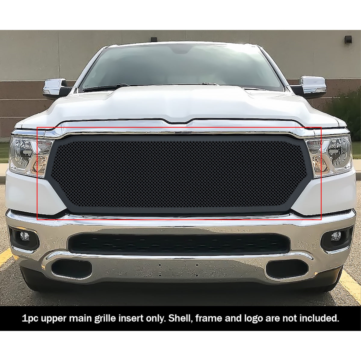 2019-2022 Ram 1500 Laramie/Lone Star/Big Horn/Tradesman (Excl. 19-21 Ram 1500 Classic, Excl. Laramie Limited) Stainless Steel Black Powder Coated Finish 1.8 Mm Wire Mesh Black Wire Mesh Grille