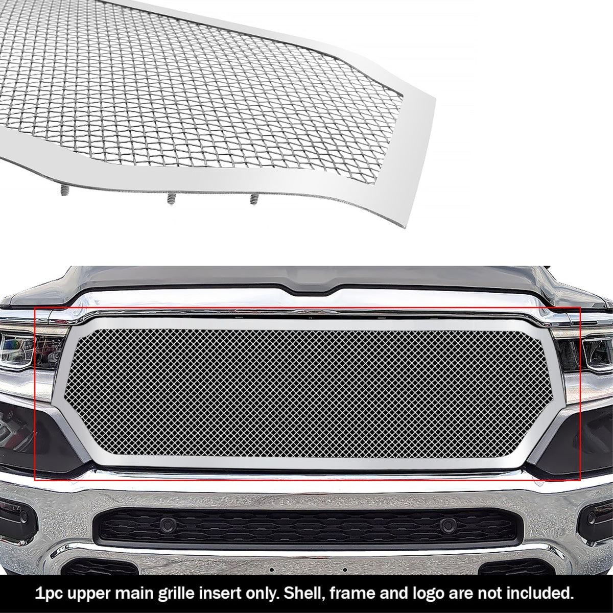 2019-2022 Ram 1500 Laramie/Lone Star/Big Horn/Tradesman (Excl. 19-21 Ram 1500 Classic, Excl. Laramie Limited) Stainless Steel Polished Finish 1.8 Mm Wire Mesh Mesh Grille