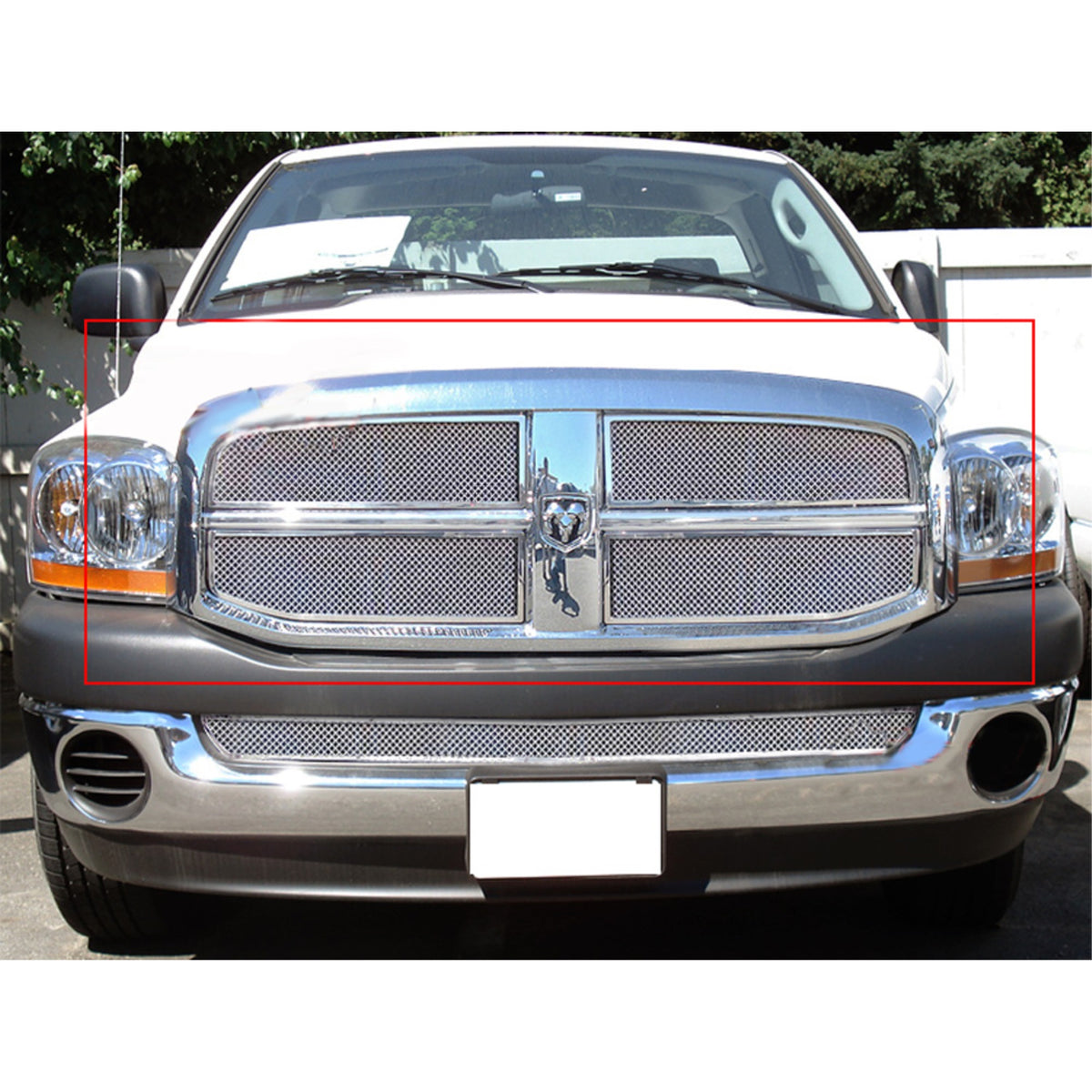 2006-2008 Ram 1500 /2006-2009 Dodge Ram 2500 /2006-2009 Dodge Ram 3500 Stainless Steel Polished Finish 1.8 Mm Wire Mesh Mesh Grille