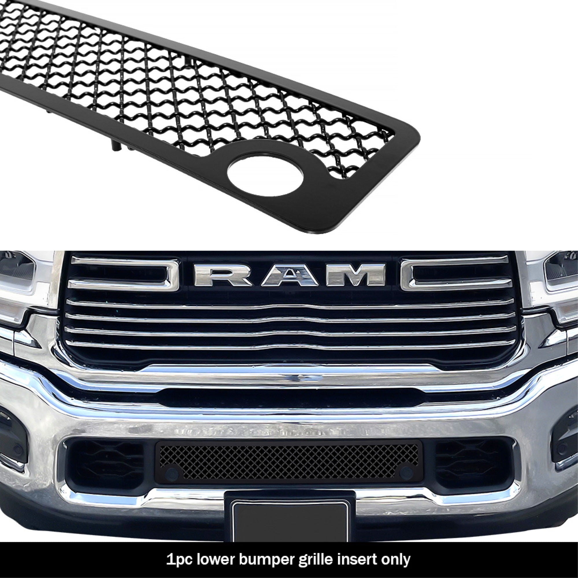 2019-2022 Ram 2500 With Sensor /2019-2022 Ram 3500 With Sensor Stainless Steel Black Powder Coated Finish 2.5Mm Wire Mesh Black Wire Mesh Grille