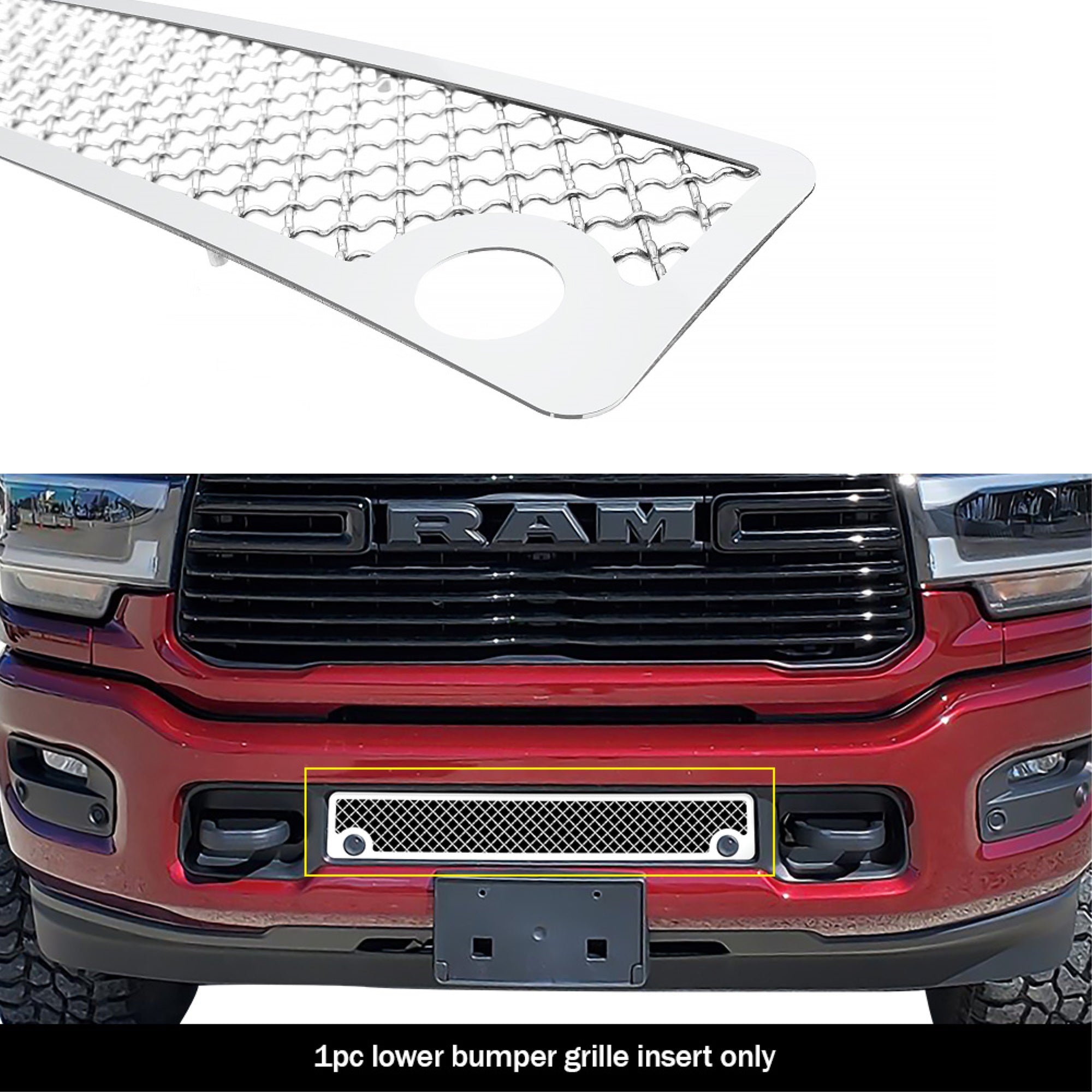2019-2022 Ram 2500 With Sensor /2019-2022 Ram 3500 With Sensor Stainless Steel Chrome Finish 2.5Mm Wire Mesh Mesh Grille