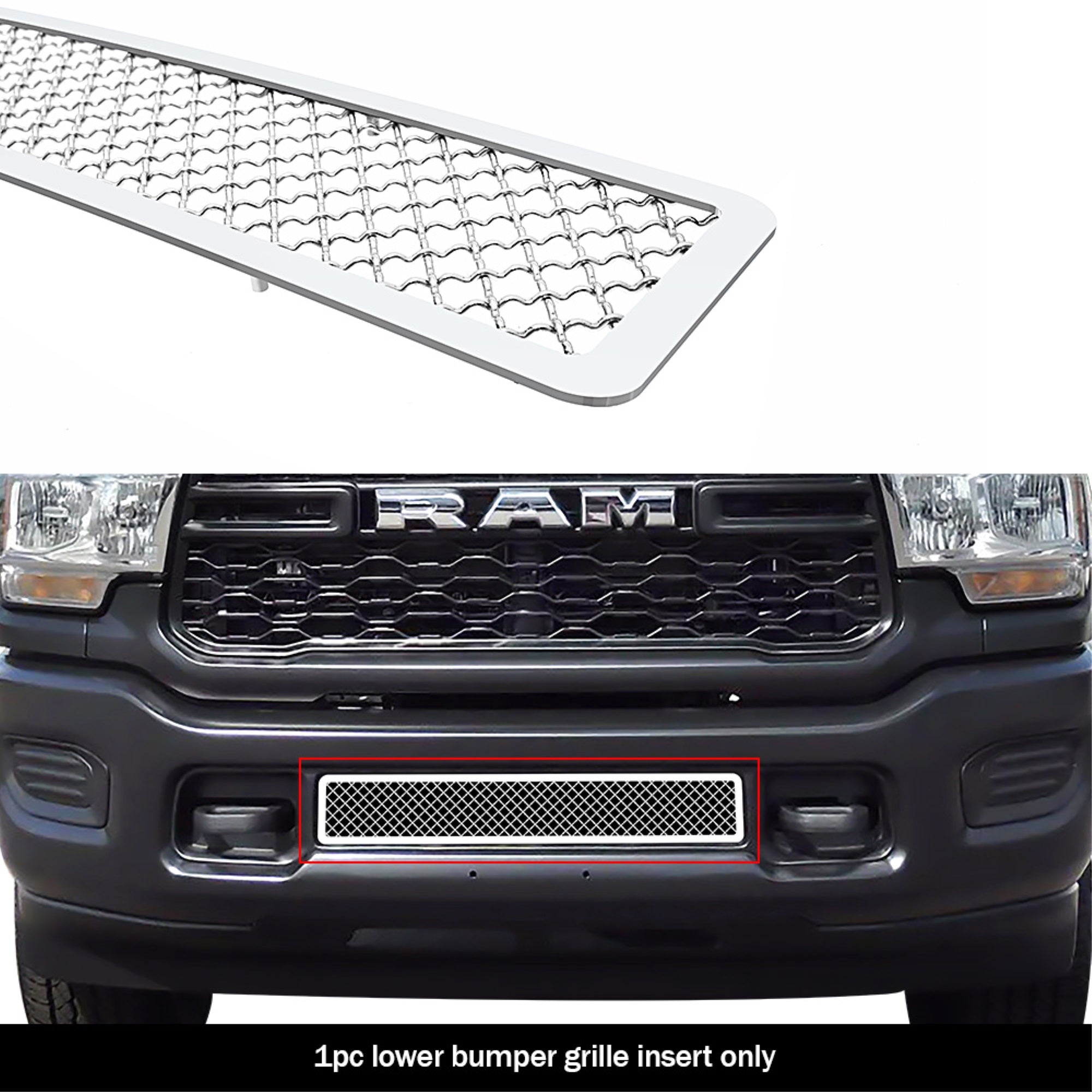 2019-2022 Ram 2500 Without Sensor /2019-2022 Ram 3500 Without Sensor Stainless Steel Chrome Finish 2.5Mm Wire Mesh Mesh Grille