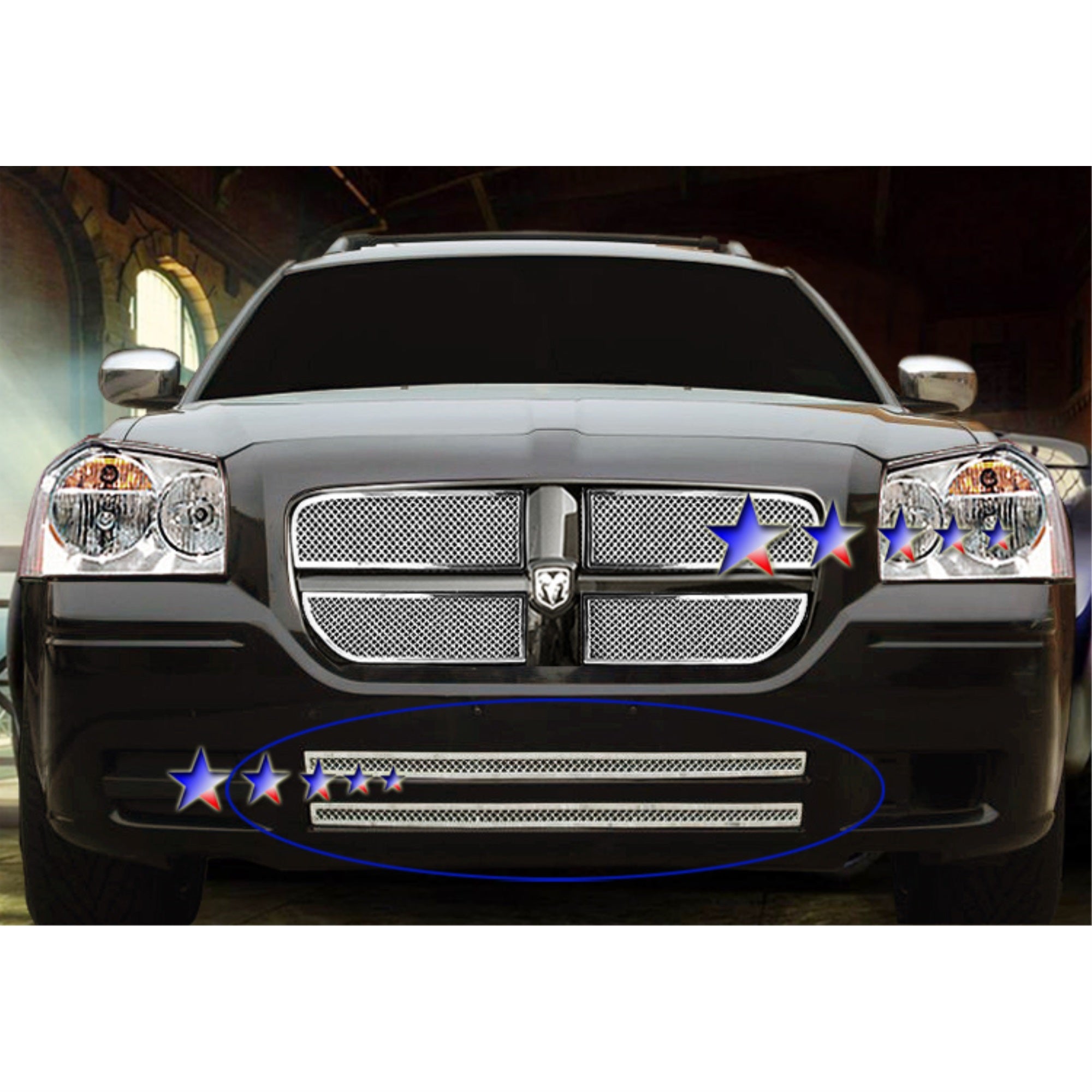 2005-2007 Dodge Magnum Except Srt8 Stainless Steel Polished Finish 1.8 Mm Wire Mesh Mesh Grille