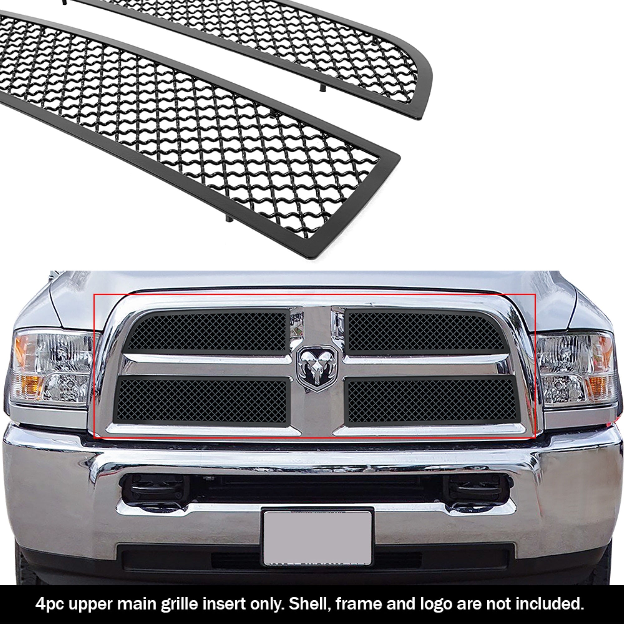 2013-2018 Ram 2500 /2013-2018 Ram 3500 Stainless Steel Black Powder Coated Finish 2.5Mm Wire Mesh Black Wire Mesh Grille