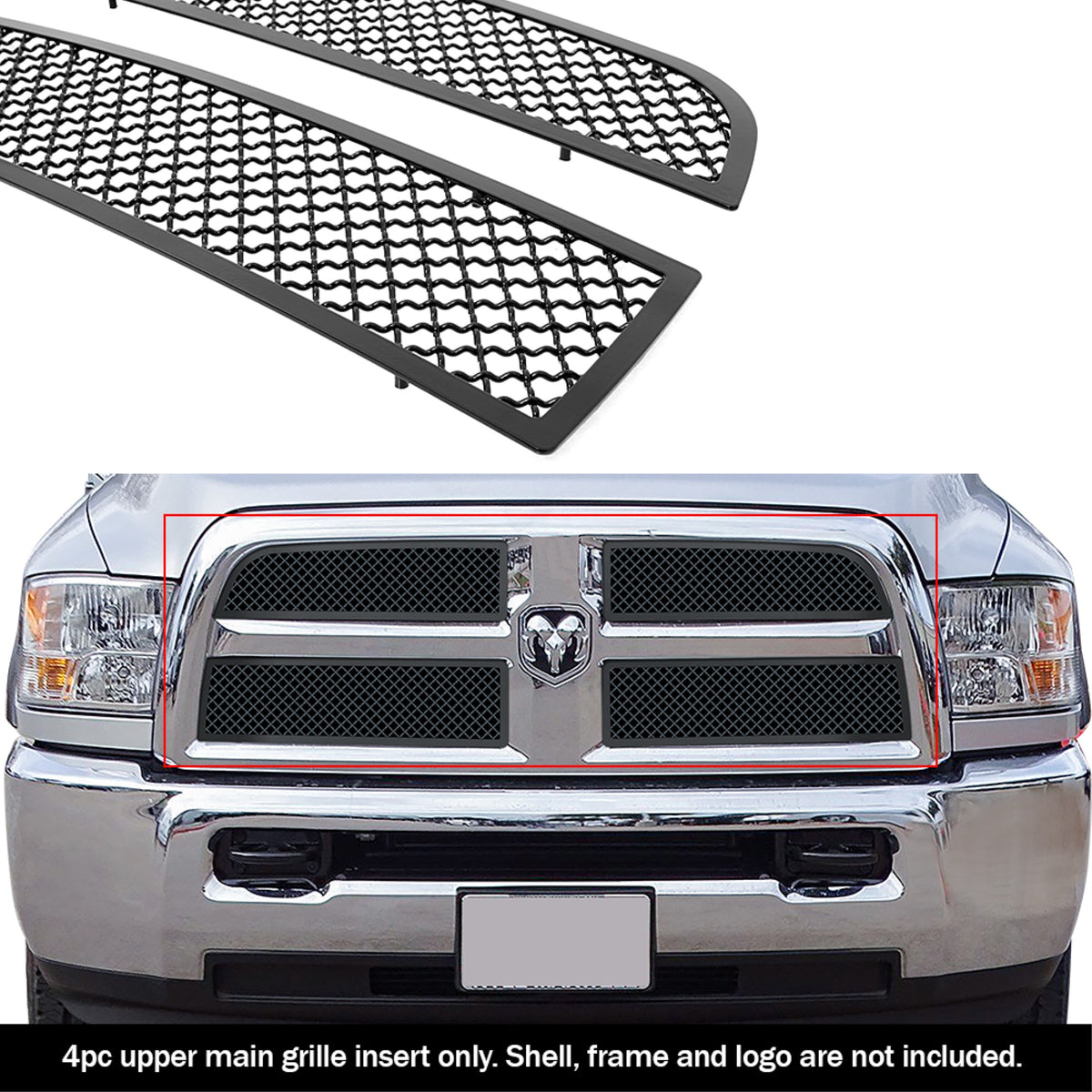 2013-2018 Ram 2500 /2013-2018 Ram 3500 Stainless Steel Black Powder Coated Finish 2.5Mm Wire Mesh Black Wire Mesh Grille