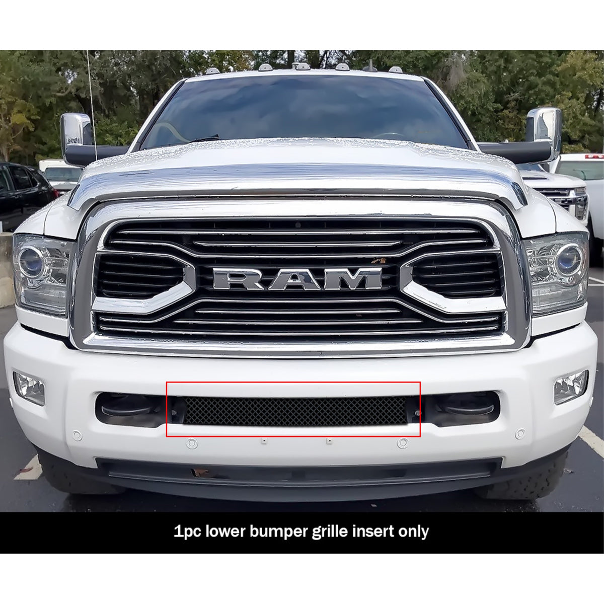 2010-2018 Ram 2500 Tow Hook Show/ 2010-2018 Ram 3500 Tow Hook Show Stainless Steel Black Powder Coated Finish 1.8 Mm Wire Mesh Black Wire Mesh Grille