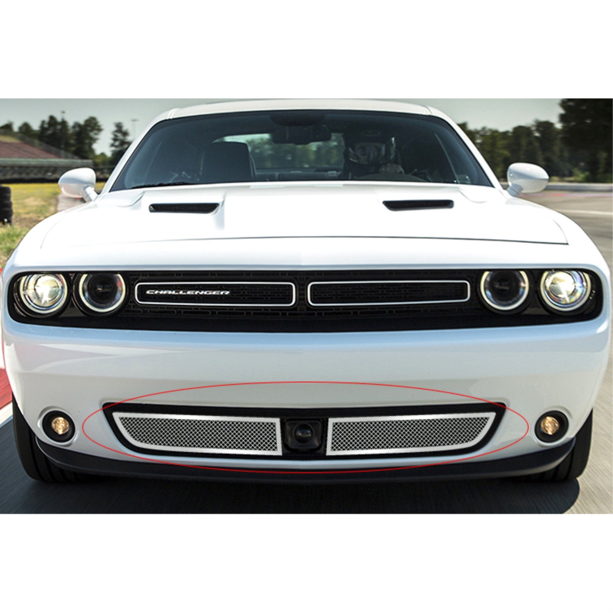 2015-2022 Dodge Challenger With Adaptive Cruise Control  Not For Srt Or R/T Scat Pack Widebody Models Stainless Steel Polished Finish 1.8 Mm Wire Mesh Mesh Grille