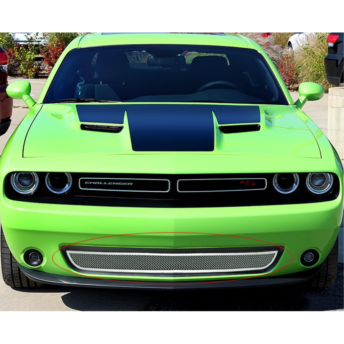 2015-2022 Dodge Challenger Without Adaptive Cruise Control Not For Srt Or R/T Scat Pack Widebody Models Stainless Steel Polished Finish 1.8 Mm Wire Mesh Mesh Grille
