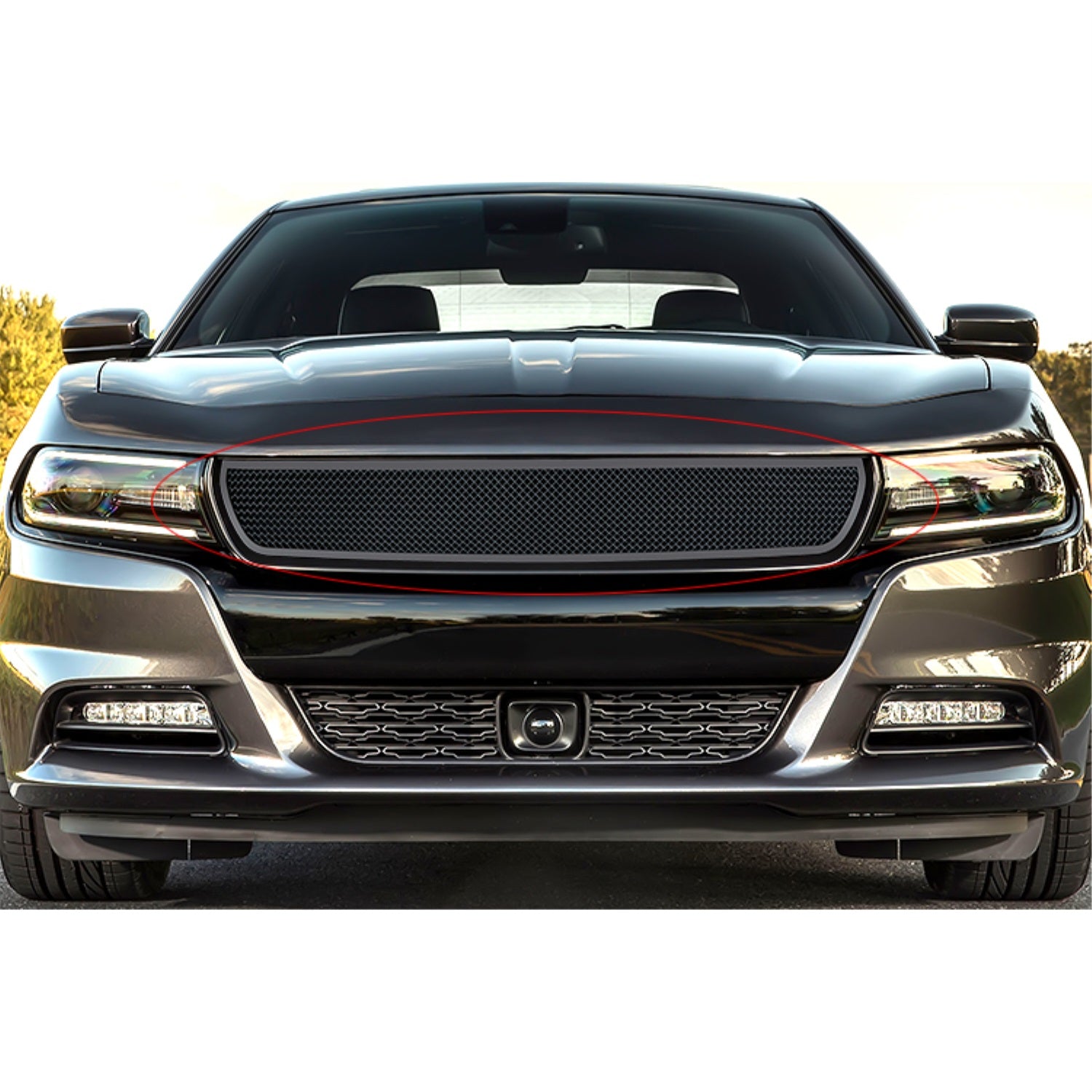 2015-2018 Dodge Charger (Not For Daytona And Rt Scat Pack And Srt)/2019-2022 Dodge Charger Only For Sxt Stainless Steel Black Powder Coated Finish 1.8 Mm Wire Mesh Black Wire Mesh Grille