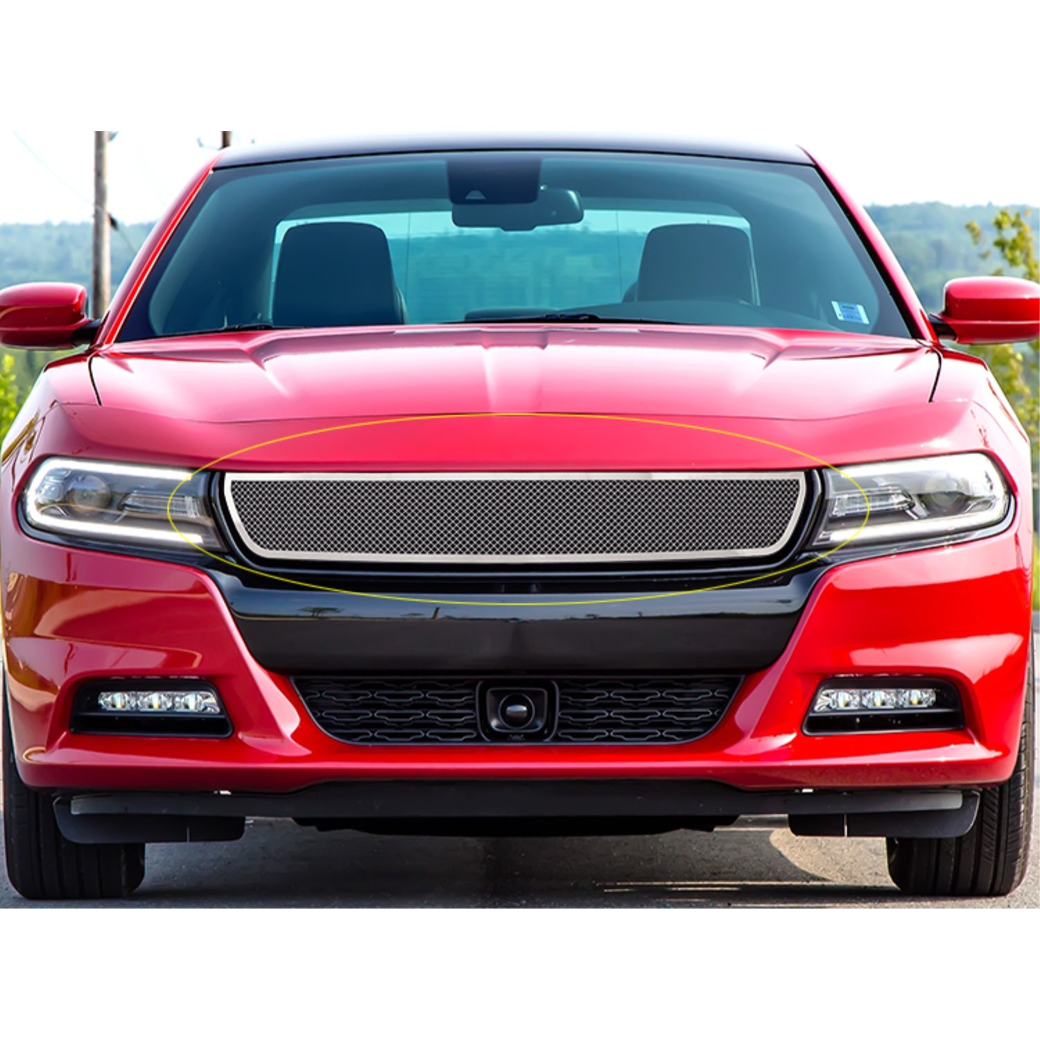 2015-2018 Dodge Charger (Not For Daytona And Rt Scat Pack And Srt)/2019-2022 Dodge Charger Only For Sxt Stainless Steel Polished Finish 1.8 Mm Wire Mesh Mesh Grille