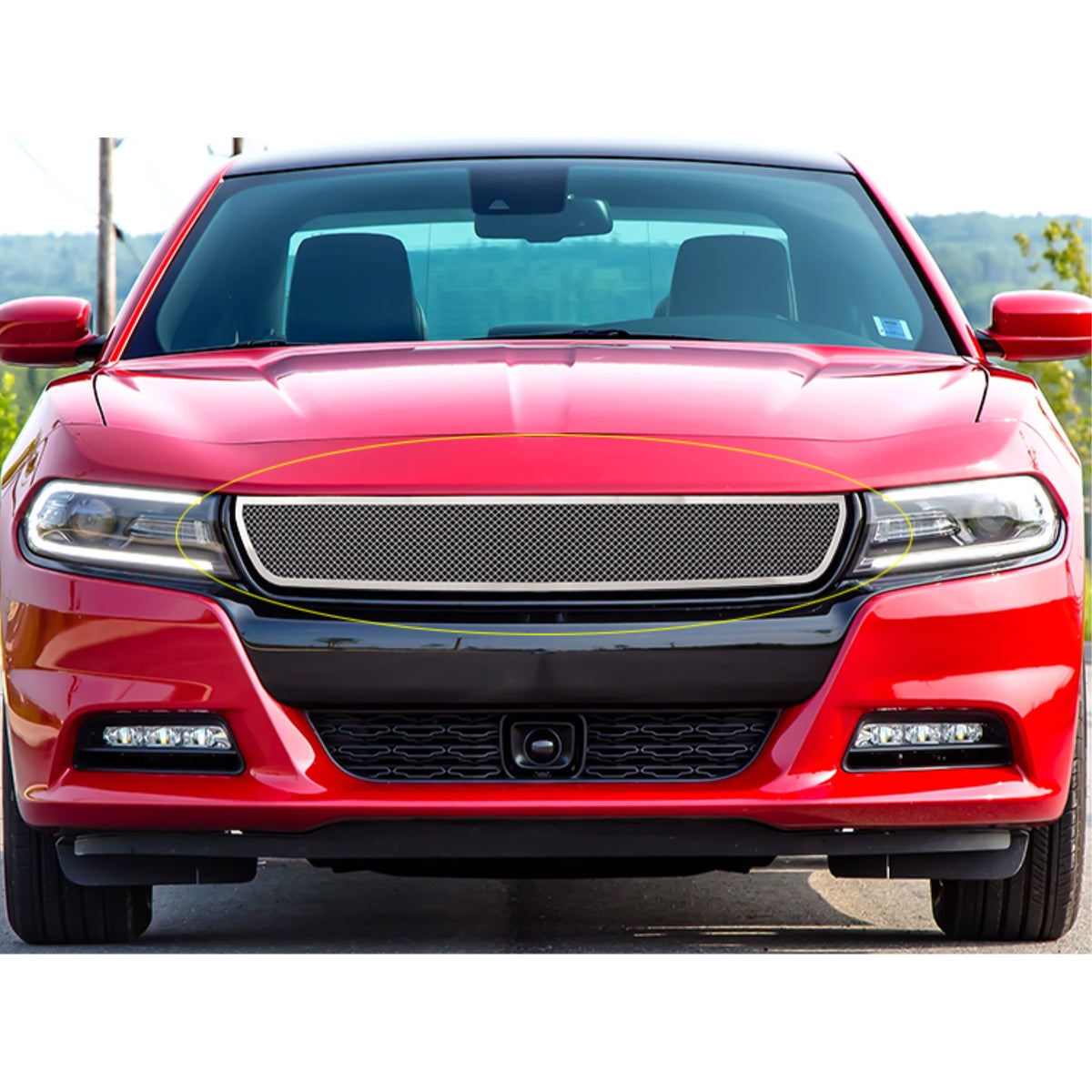 2015-2018 Dodge Charger (Not For Daytona And Rt Scat Pack And Srt)/2019-2022 Dodge Charger Only For Sxt Stainless Steel Polished Finish 1.8 Mm Wire Mesh Mesh Grille
