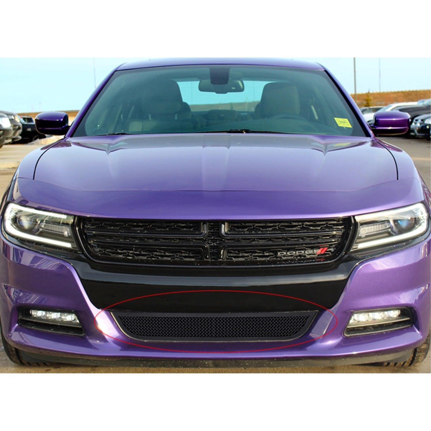 2015-2018 Dodge Charger Without Adaptive Cruise Control (Not For Daytona And Rt Scat Pack And Srt)/2019-2022 Dodge Charger Without Adaptive Cruise Control Only For Sxt Stainless Steel Black Powder Coated Finish 1.8 Mm Wire Mesh Black Wire Mesh Grille