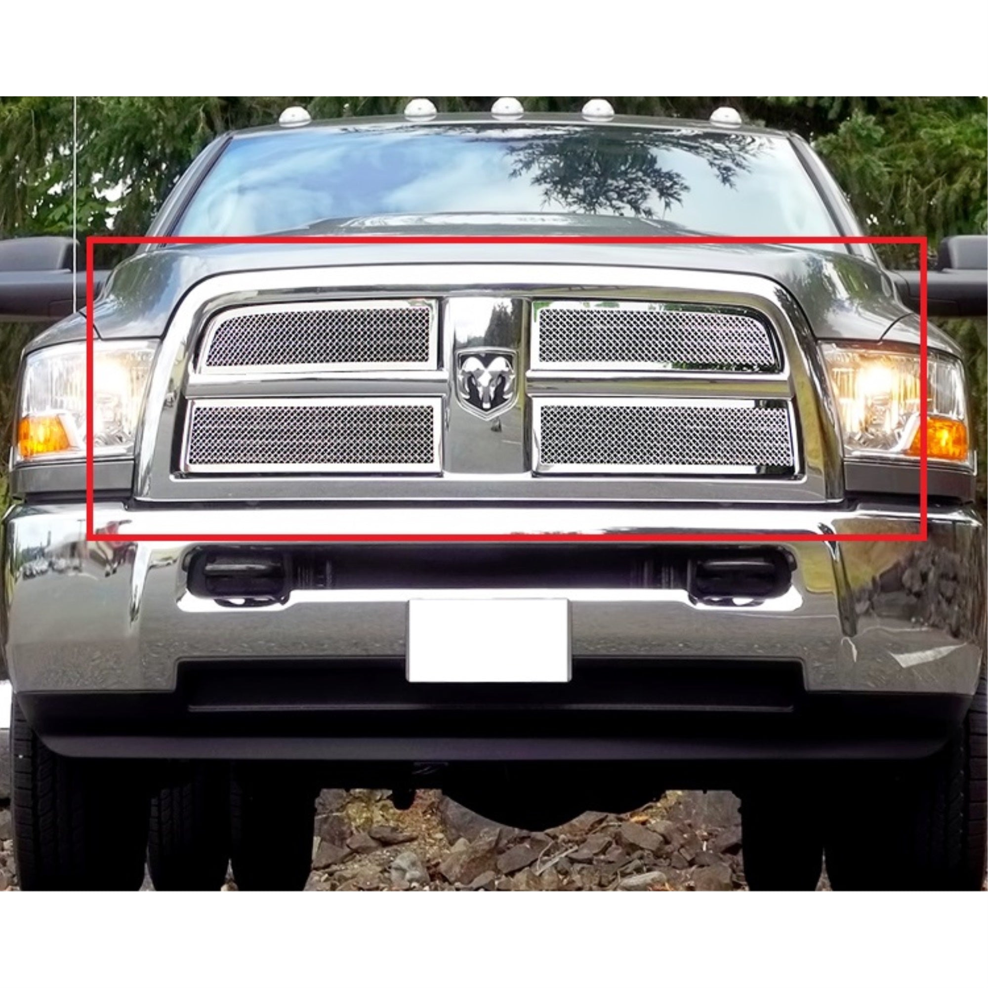 2010-2012 Ram 2500 Not For Laramie Package/2010-2012 Ram 3500 Not For Laramie Package Stainless Steel Polished Finish 1.8 Mm Wire Mesh Mesh Grille