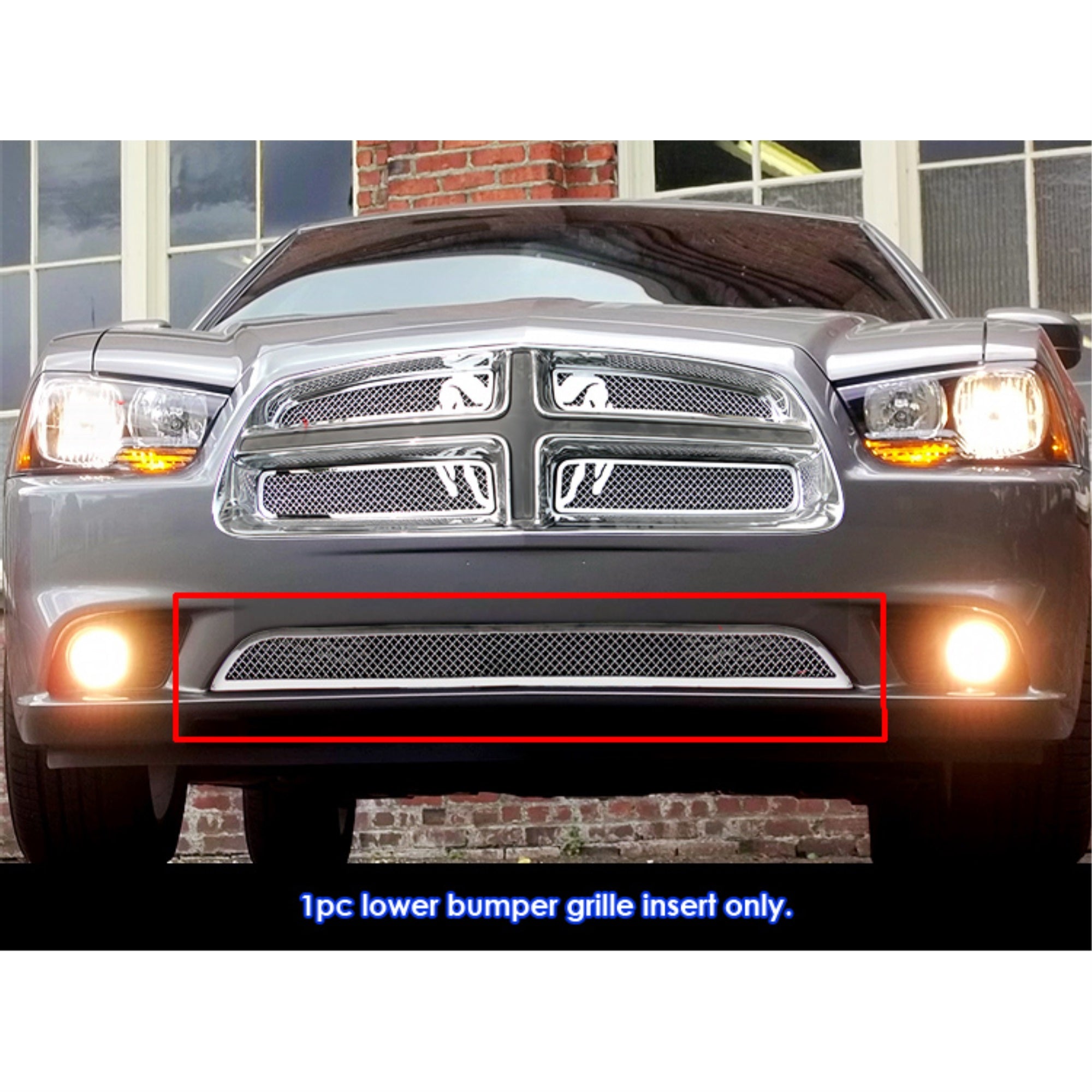 2011-2014 Dodge Charger Not For Srt Model And Adaptive Speed Control(Nhp) Package Stainless Steel Polished Finish 1.8 Mm Wire Mesh Mesh Grille