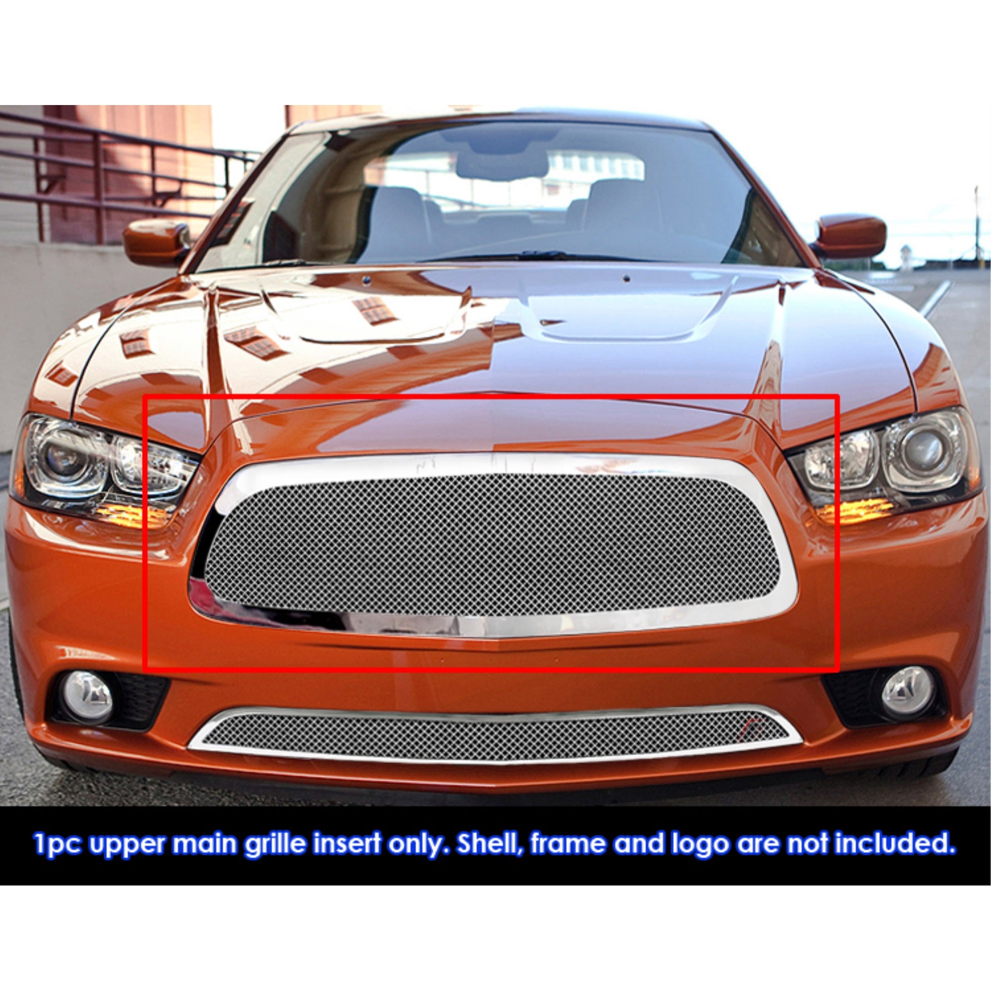 2011-2014 Dodge Charger 1Pc Style Stainless Steel Polished Finish 1.8 Mm Wire Mesh Mesh Grille