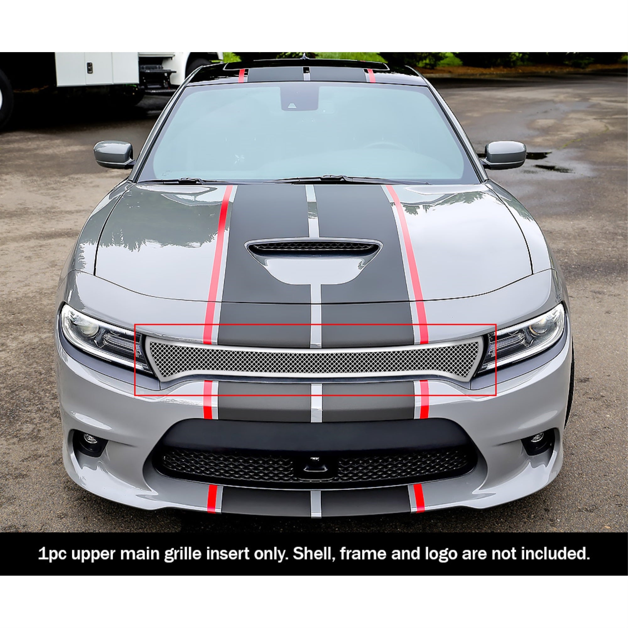 Stainless Steel Main Upper Mesh Grille 2015-2018 Dodge Charger (Only for Daytona and RT SCAT pack and Daytona 392 and SRT 392 and SRT Hellcat) / 2019 Dodge Charger Only for GT and RT