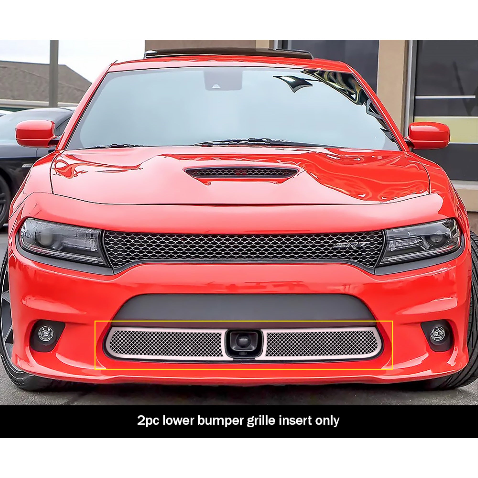 Stainless Steel Lower Bumper Mesh Grille 2015-2018 Dodge Charger With Adaptive Cruise Control (Only for Daytona and RT SCAT pack and Daytona 392 and SRT 392 and SRT Hellcat) / 2019 Dodge Charger With Adaptive Cruise Control (Only for GT and RT)