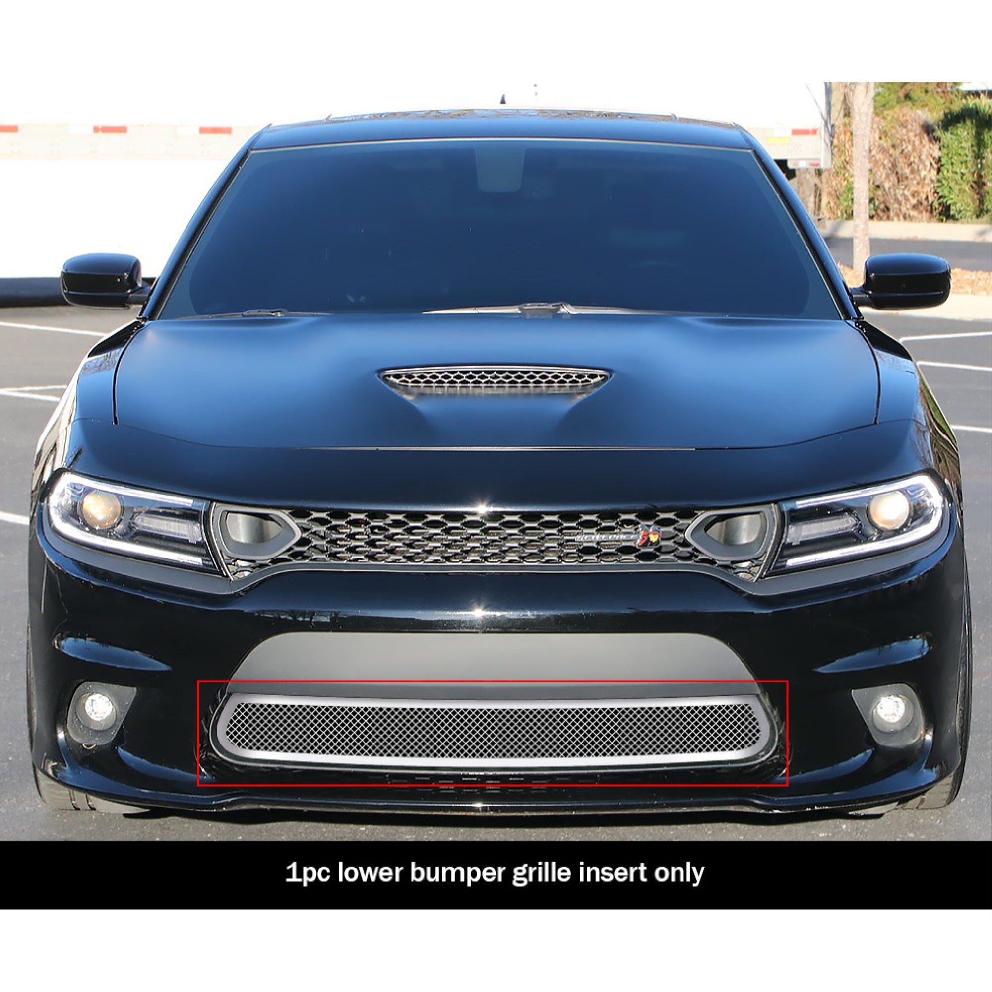 Stainless Steel Lower Bumper Mesh Grille 2015-2018 Dodge Charger Without Adaptive Cruise Control (Only for Daytona and RT SCAT pack and Daytona 392 and SRT 392 and SRT Hellcat) / 2019 Dodge Charger Without Adaptive Cruise Control (Only for GT and RT)