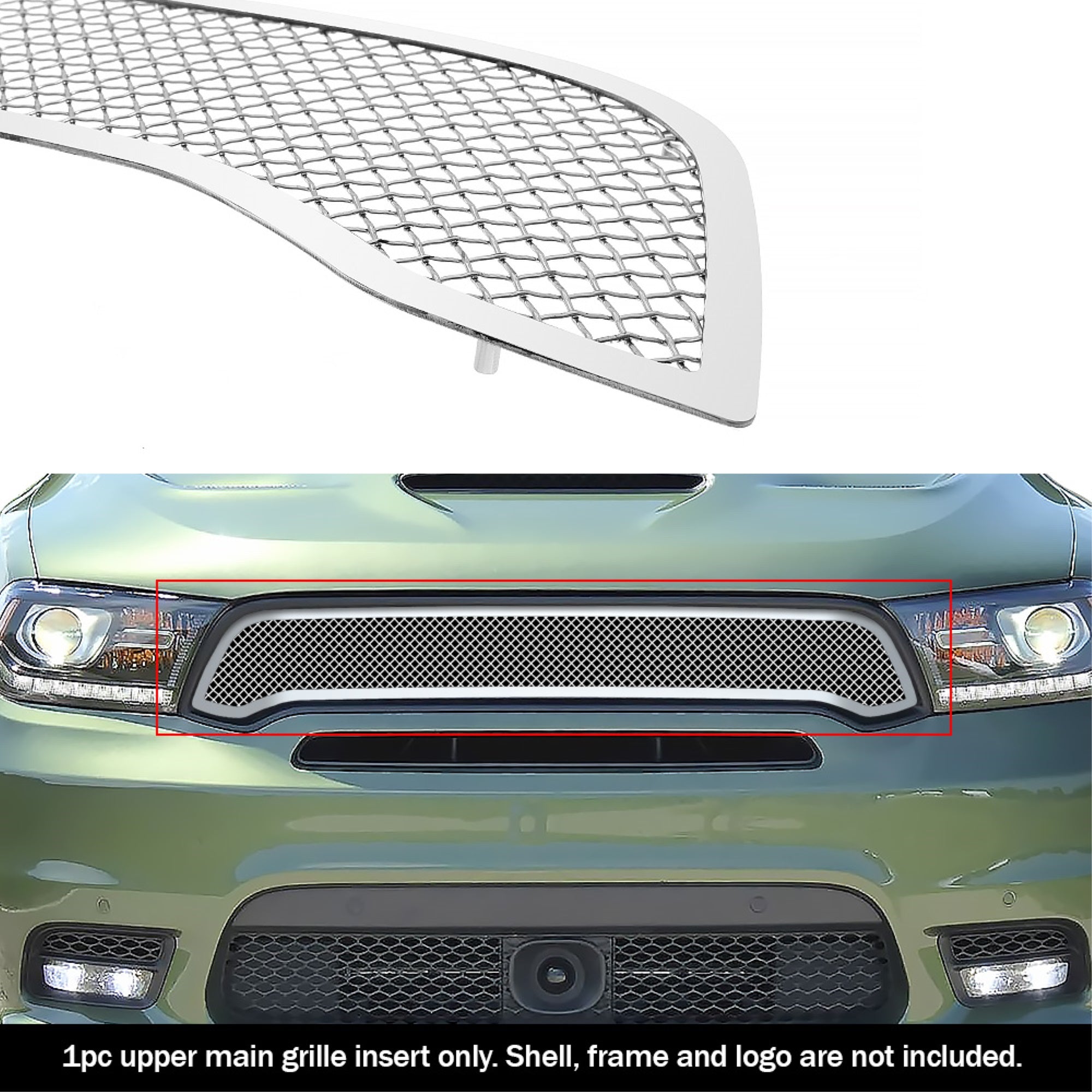 Stainless Steel Main Upper Mesh Grille 2018 Dodge Durango Only for RT and SRT/2019-2020 Dodge Durango Only for GT and RT and SRT
