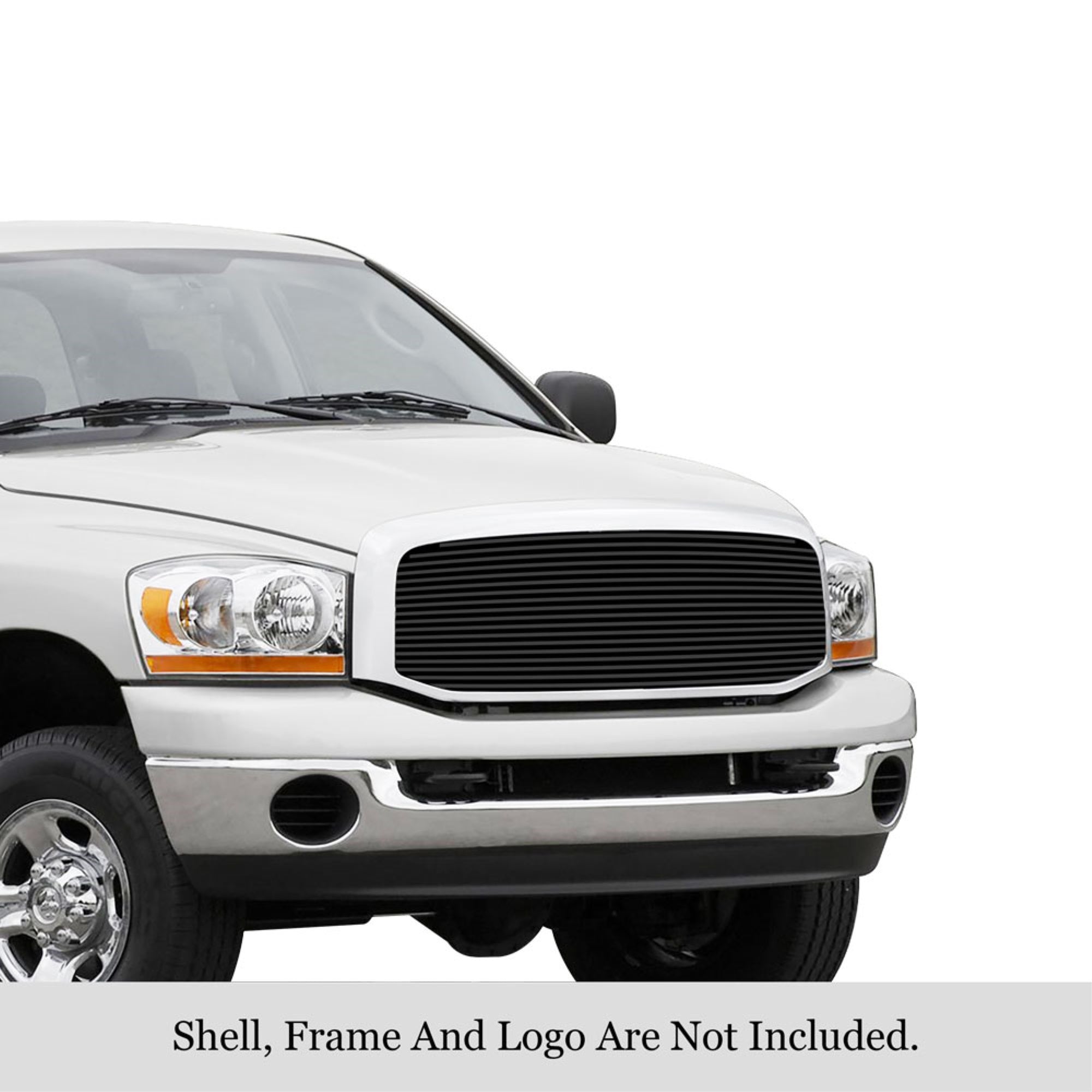 2006-2008 Ram 1500 /2006-2009 Dodge Ram 2500 /2006-2009 Dodge Ram 3500 Stainless Steel Black Powder Coated Finish 8X6 Horizontal Billet Black Stainless Steel Billet Grille