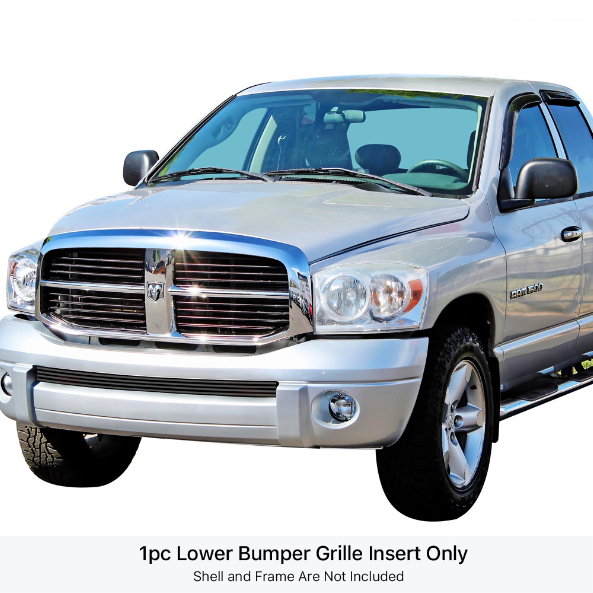 2006-2008 Dodge Ram Sport  Sport Model Tow Hook Must Be Removed Stainless Steel Black Powder Coated Finish 8X6 Horizontal Billet Black Stainless Steel Billet Grille
