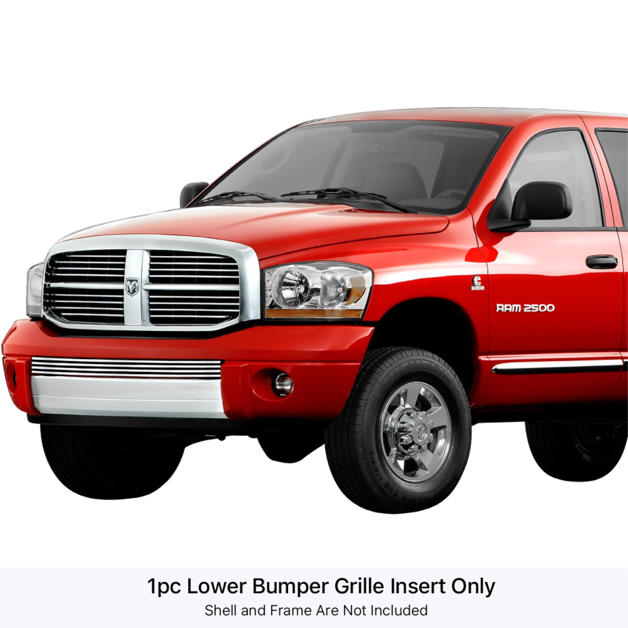2006-2008 Dodge Ram 1500 Sport Tow Hook Must Be Removed Stainless Steel Polished Finish Horizontal Billet Stainless Steel Billet Grille