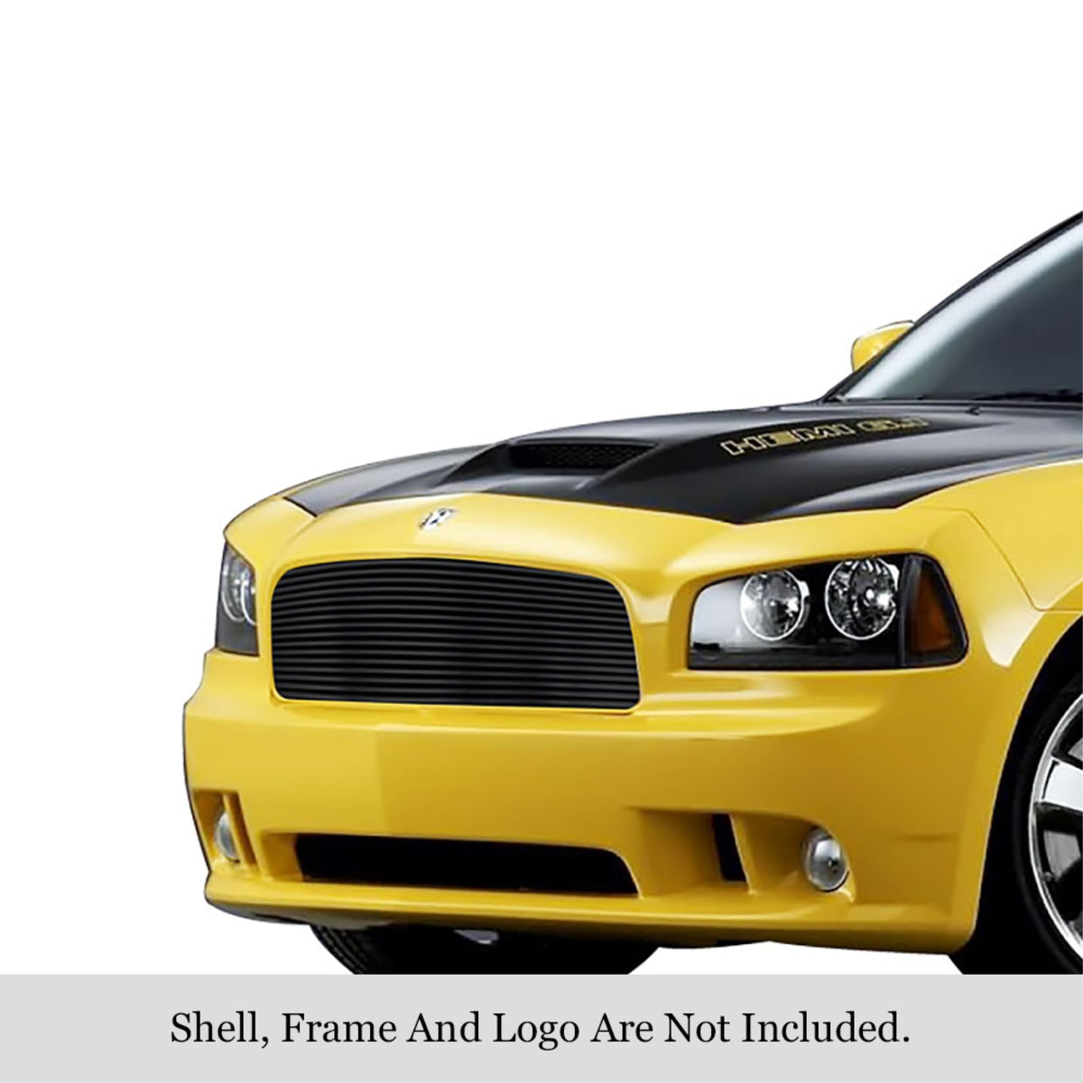 2005-2010 Dodge Charger Stainless Steel Black Powder Coated Finish 8X6 Horizontal Billet Black Stainless Steel Billet Grille