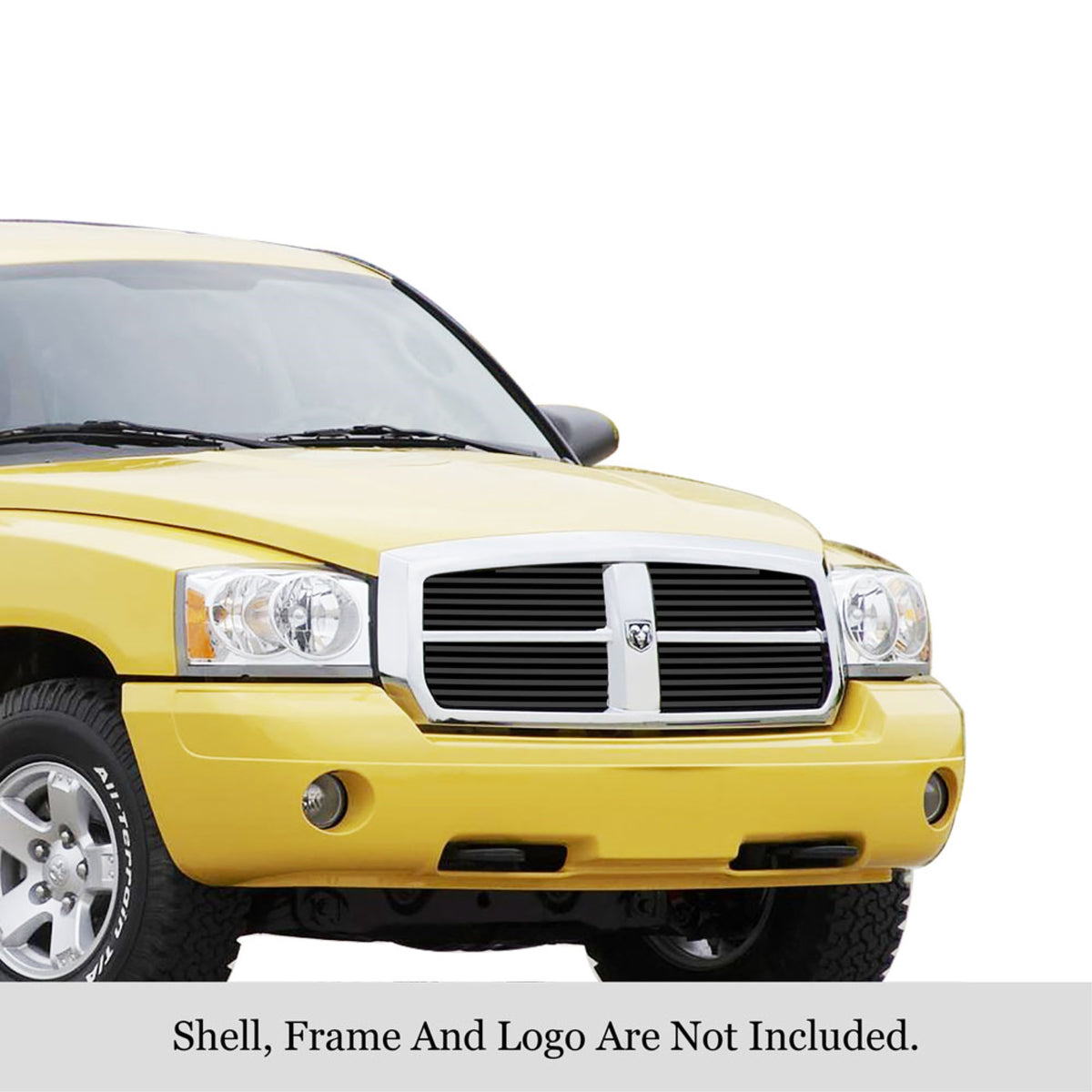 2005-2007 Dodge Dakota Stainless Steel Black Powder Coated Finish 8X6 Horizontal Billet Black Stainless Steel Billet Grille