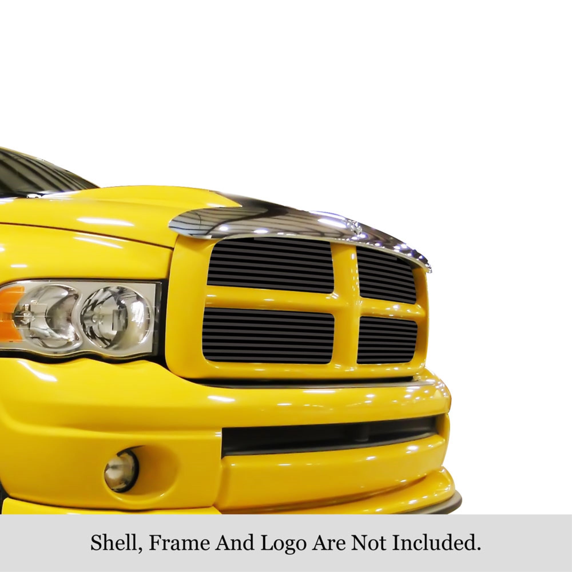 2002-2005 Dodge Ram Stainless Steel Black Powder Coated Finish 8X6 Horizontal Billet Black Stainless Steel Billet Grille