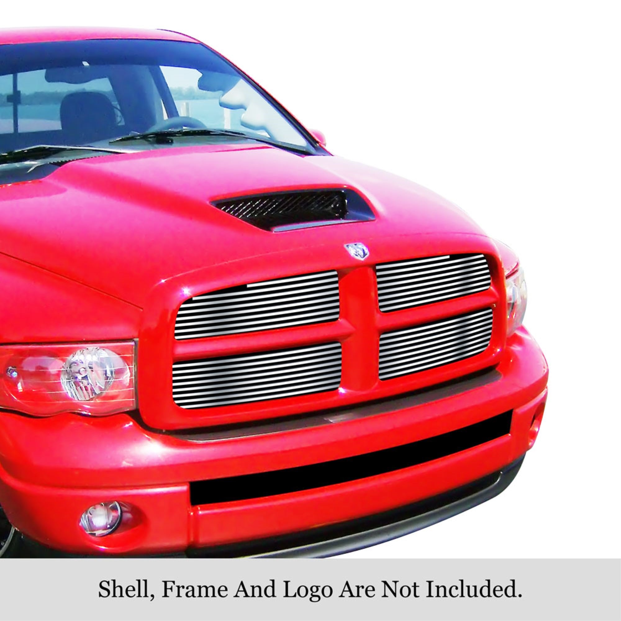 2002-2005 Dodge Ram 304 Stainless Steel Polished Finish 8X6 Horizontal Billet Stainless Steel Billet Grille