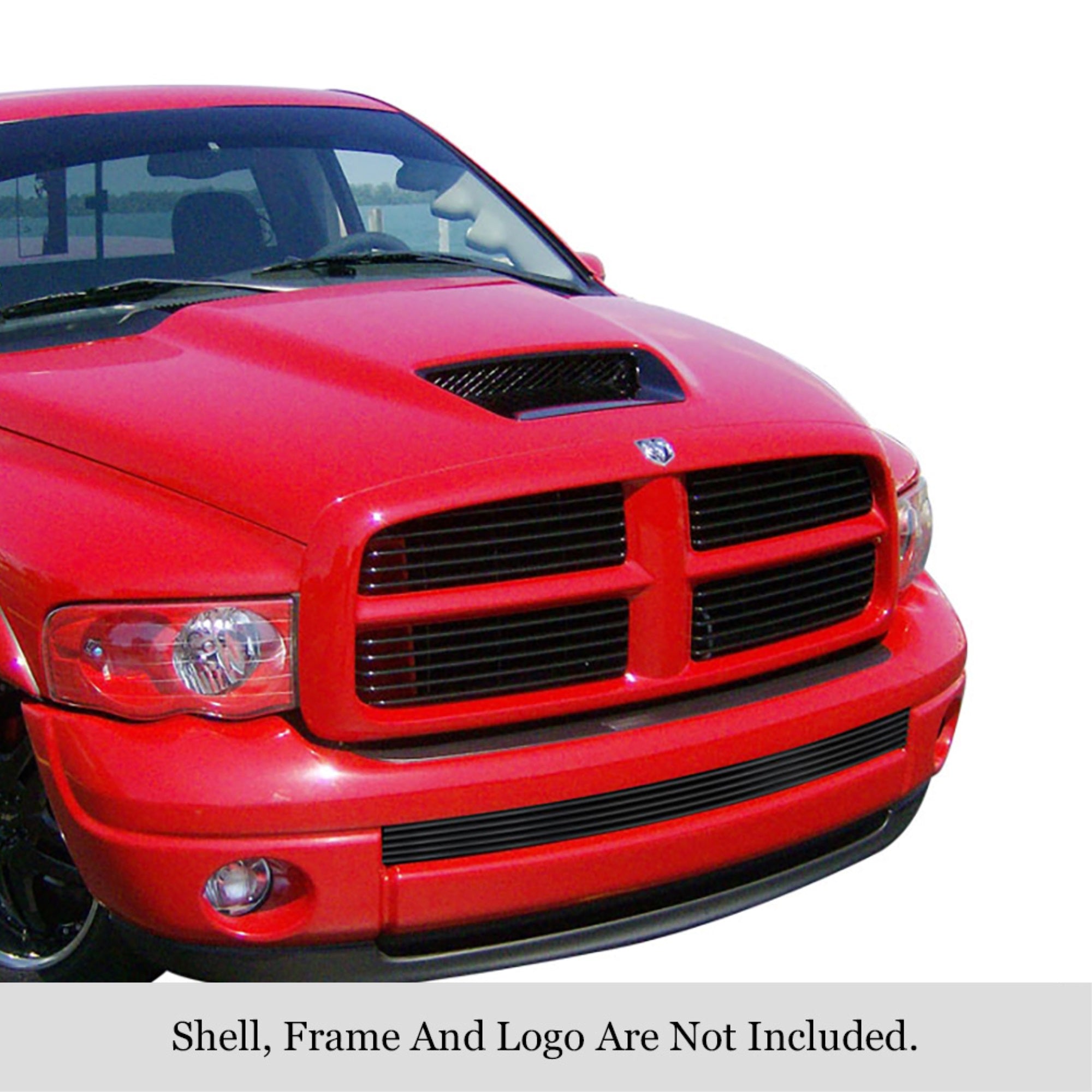 2002-2005 Dodge Ram Sport Stainless Steel Black Powder Coated Finish 8X6 Horizontal Billet Black Stainless Steel Billet Grille