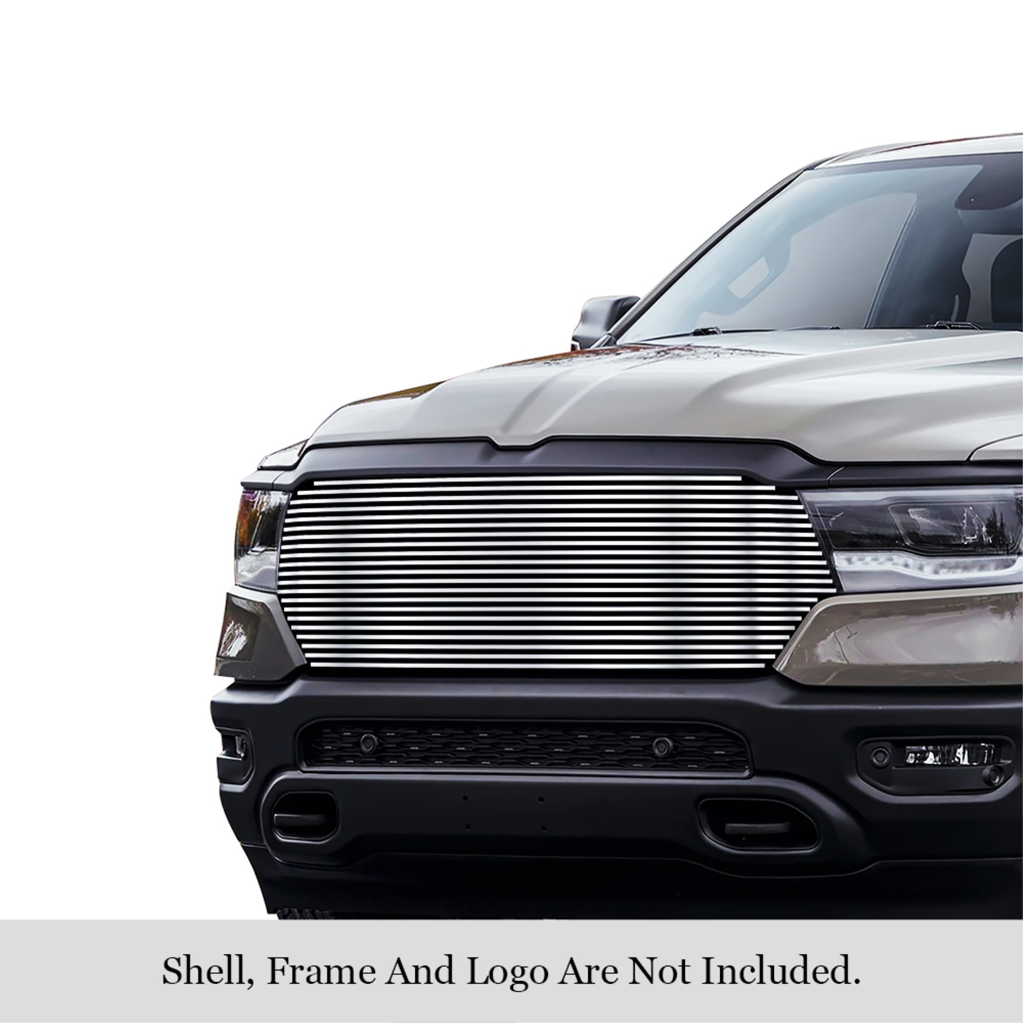 2019-2022 Ram 1500 Laramie/Lone Star/Big Horn/Tradesman (Excl. 19-21 Ram 1500 Classic, Excl. Laramie Limited) 304 Stainless Steel Polished Finish 8X6 Horizontal Billet Stainless Steel Billet Grille