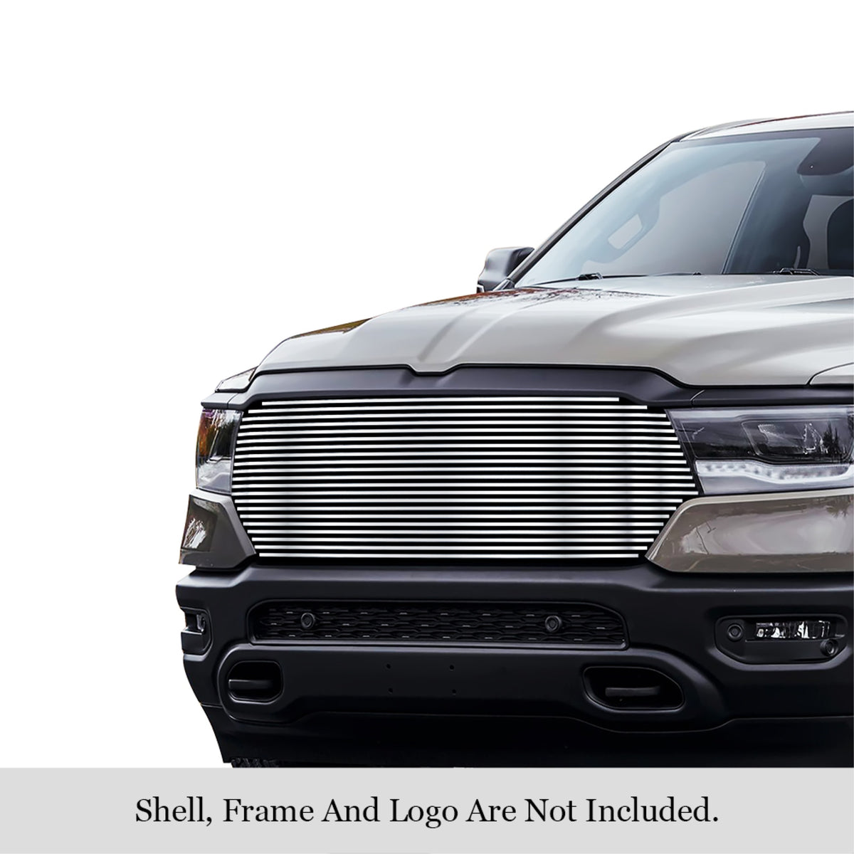 2019-2022 Ram 1500 Laramie/Lone Star/Big Horn/Tradesman (Excl. 19-21 Ram 1500 Classic, Excl. Laramie Limited) 304 Stainless Steel Polished Finish 8X6 Horizontal Billet Stainless Steel Billet Grille