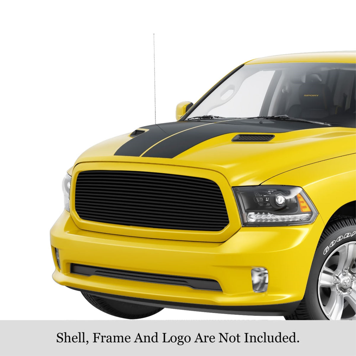 2013-2017 Ram 1500 Not For Rebel/2018 Ram 1500 Not For Rebel & Sport & Laramie Longhorn & Laramie Limited/2019-2021 Ram 1500 Classic Only Stainless Steel Black Powder Coated Finish 8X6 Horizontal Billet Black Stainless Steel Billet Grille