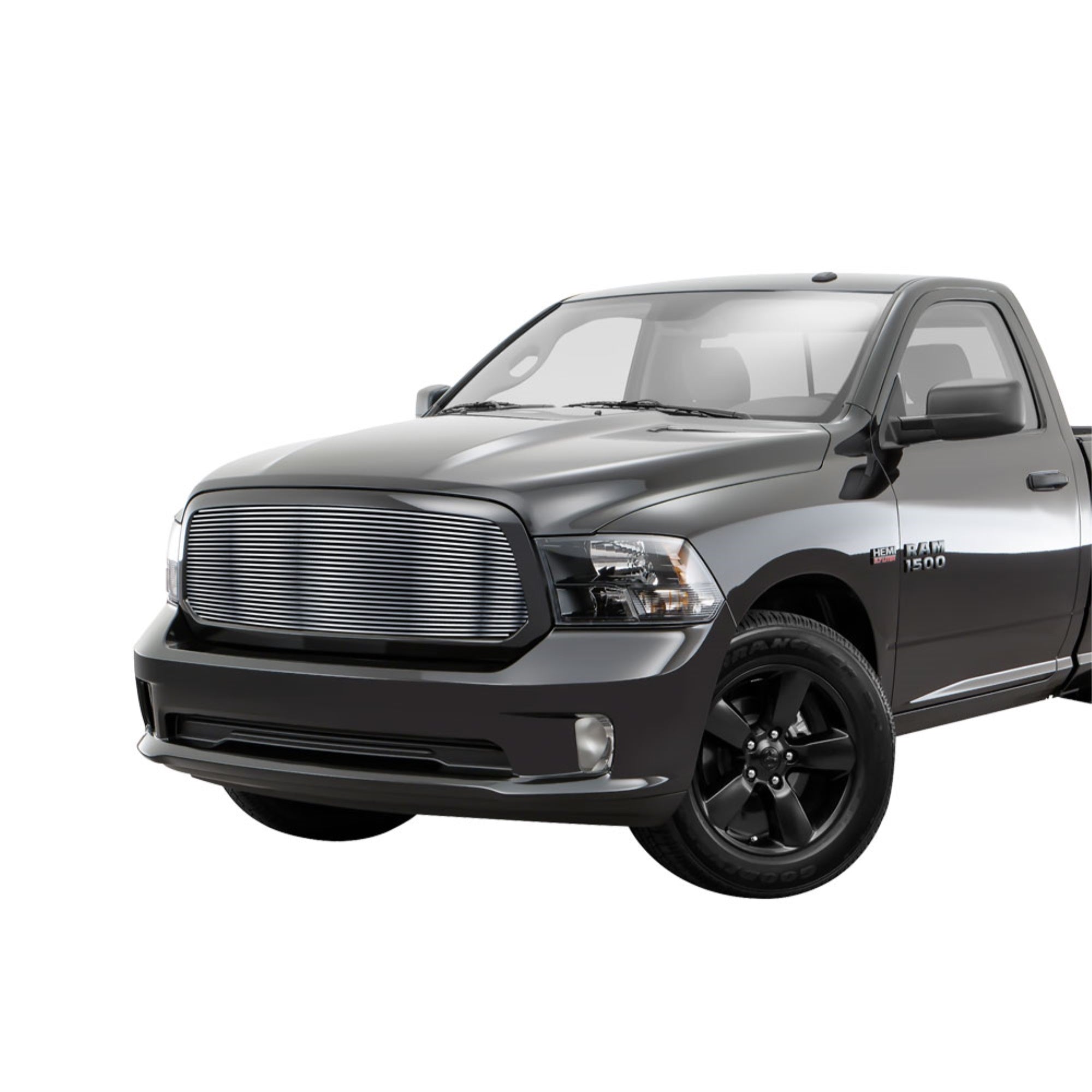 2013-2017 Ram 1500 Not For Rebel/2018 Ram 1500 Not For Rebel & Sport & Laramie Longhorn & Laramie Limited/2019-2021 Ram 1500 Classic Only 304 Stainless Steel Polished Finish 8X6 Horizontal Billet Stainless Steel Billet Grille