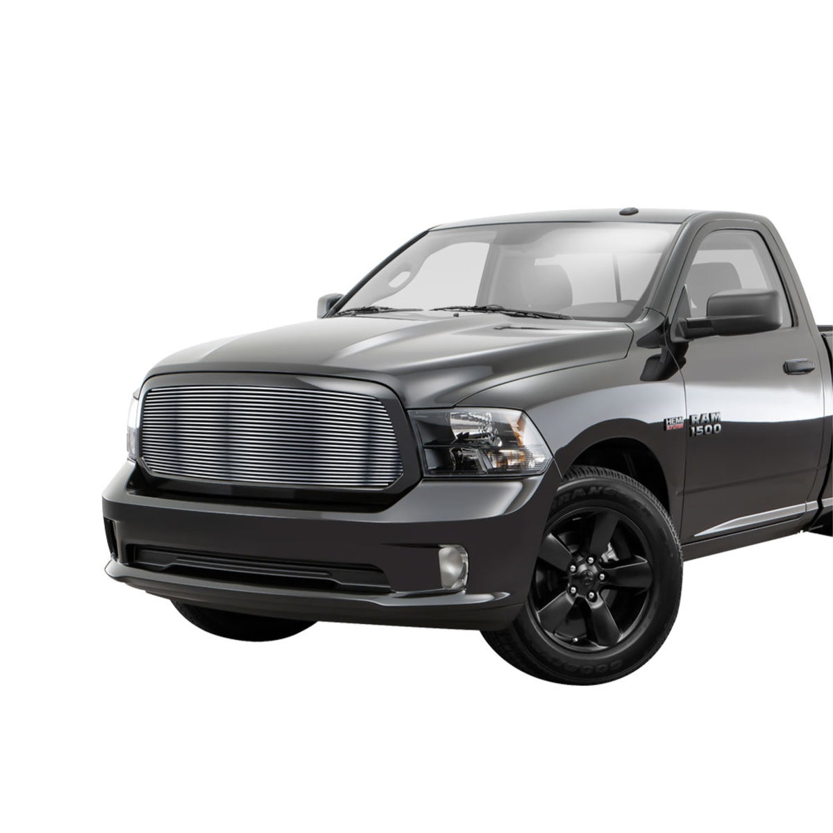 2013-2017 Ram 1500 Not For Rebel/2018 Ram 1500 Not For Rebel & Sport & Laramie Longhorn & Laramie Limited/2019-2021 Ram 1500 Classic Only 304 Stainless Steel Polished Finish 8X6 Horizontal Billet Stainless Steel Billet Grille