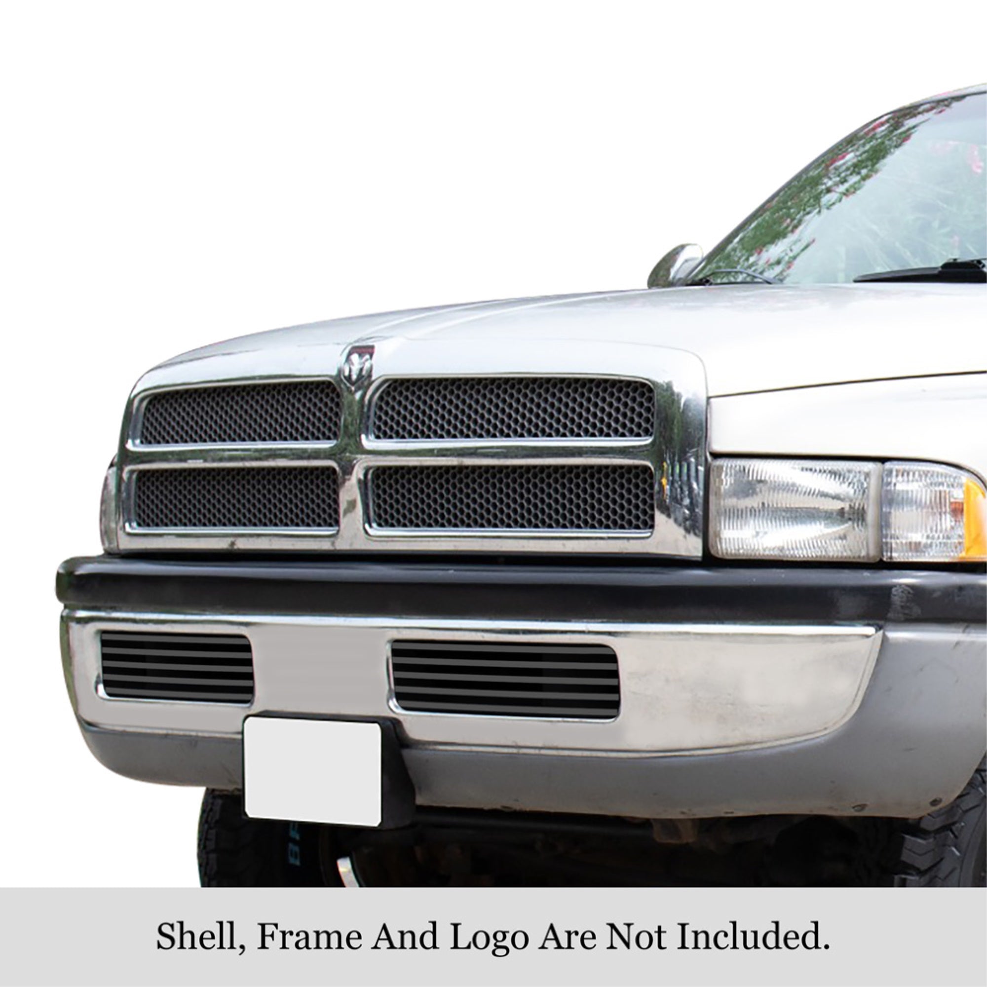 1994-2001 Dodge Ram Not For Sport Stainless Steel Black Powder Coated Finish 8X6 Horizontal Billet Black Stainless Steel Billet Grille