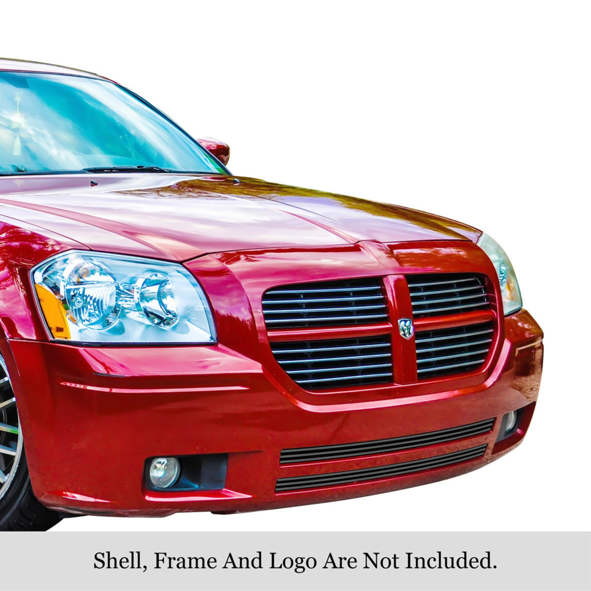 2005-2007 Dodge Magnum Except Srt8 Stainless Steel Black Powder Coated Finish Horizontal Billet Black Stainless Steel Billet Grille