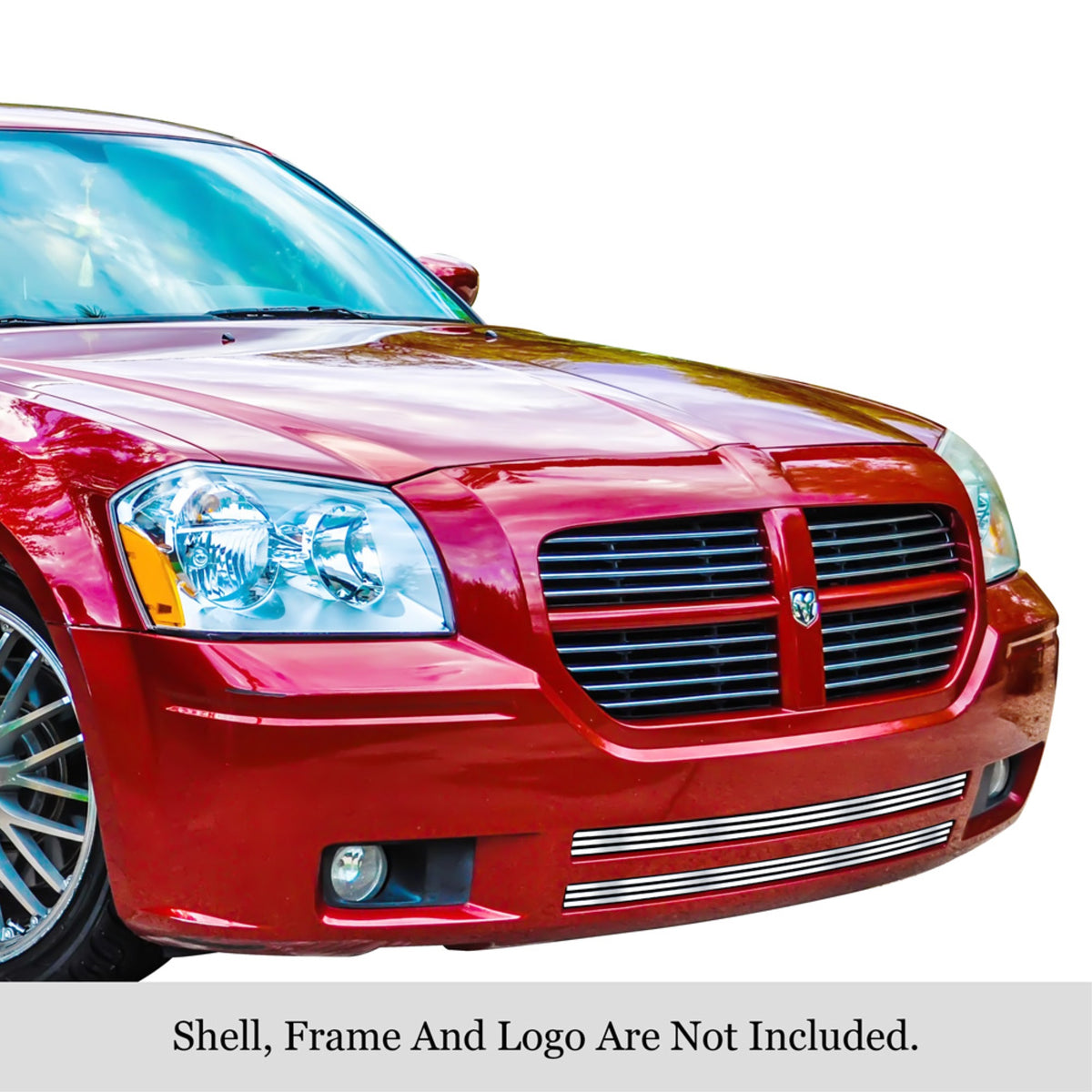 2005-2007 Dodge Magnum Except Srt8 304 Stainless Steel Polished Finish 8X6 Horizontal Billet Stainless Steel Billet Grille