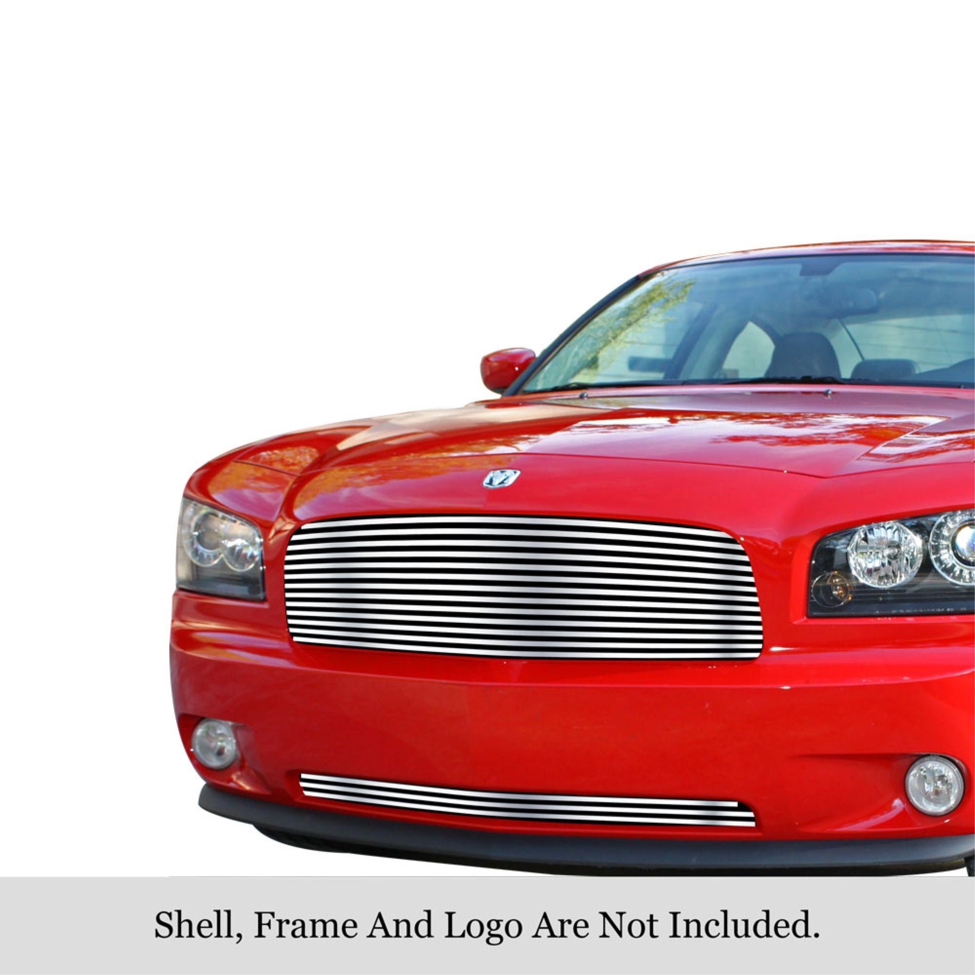 2005-2010 Dodge Charger Not For Srt8 Stainless Steel Silver Hairline Finish Finish 8X6 Horizontal Billet Stainless Steel Billet Grille