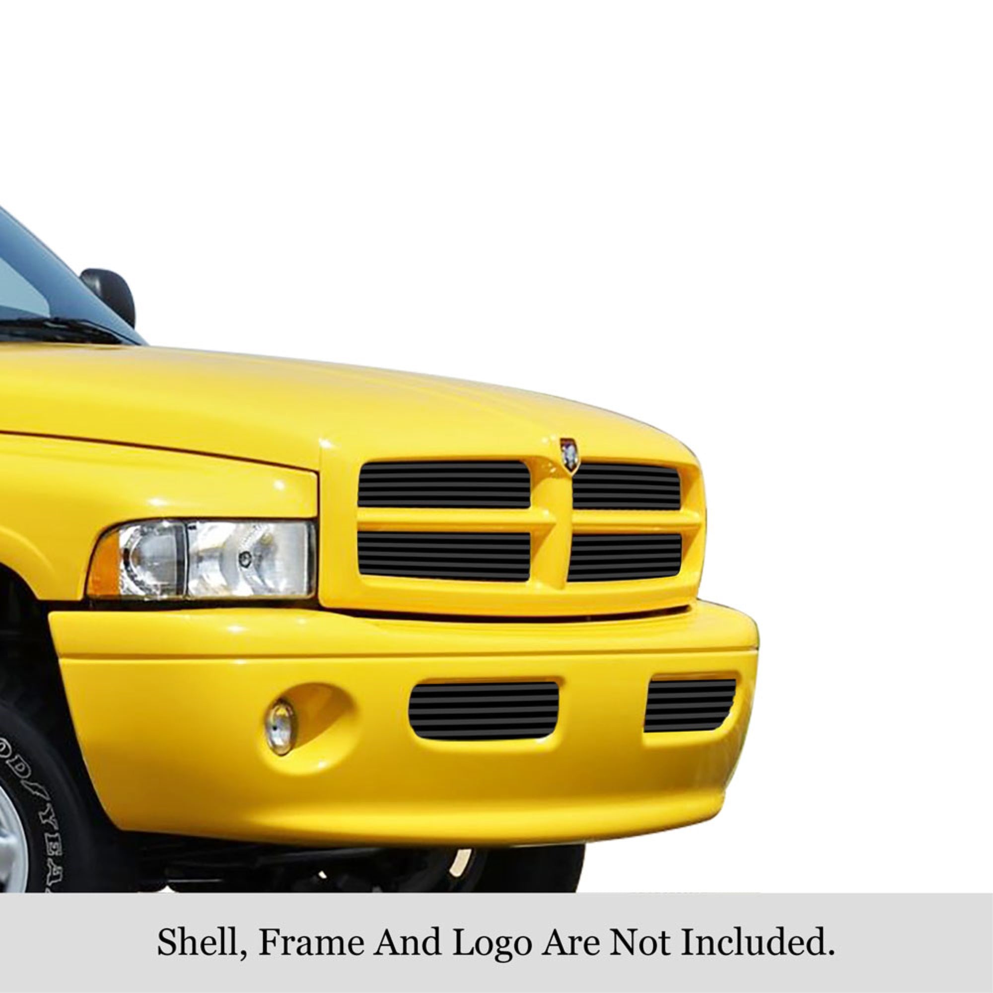 1994-2001 Dodge Pickup Stainless Steel Black Powder Coated Finish 8X6 Horizontal Billet Black Stainless Steel Billet Grille