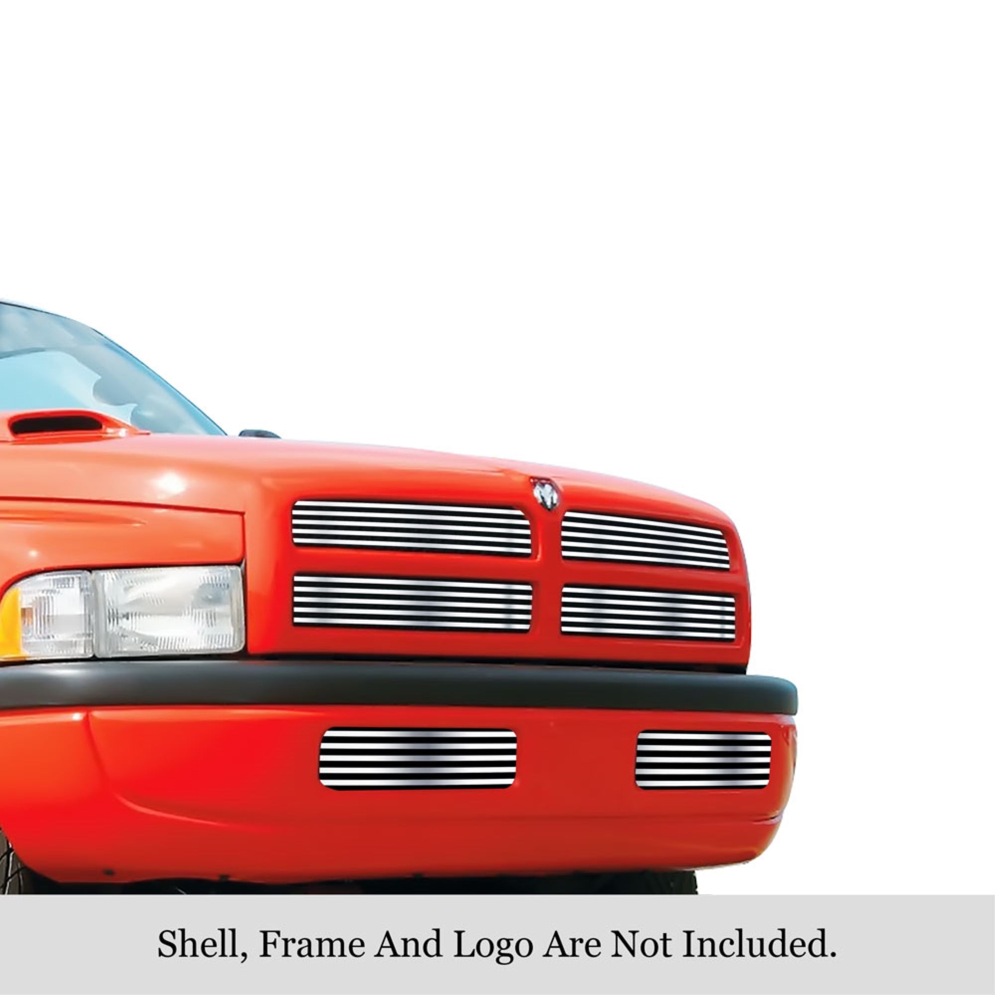 1994-2001 Dodge Pickup 304 Stainless Steel Polished Finish 8X6 Horizontal Billet Stainless Steel Billet Grille