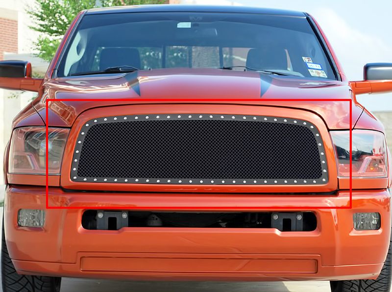 2010-2012 Dodge Ram 2500 Only Fit Recessed Center Vertical Bar/2010-2012 Dodge Ram 3500 Only Fit Recessed Center Vertical Bar Main Upper Rivet Grille