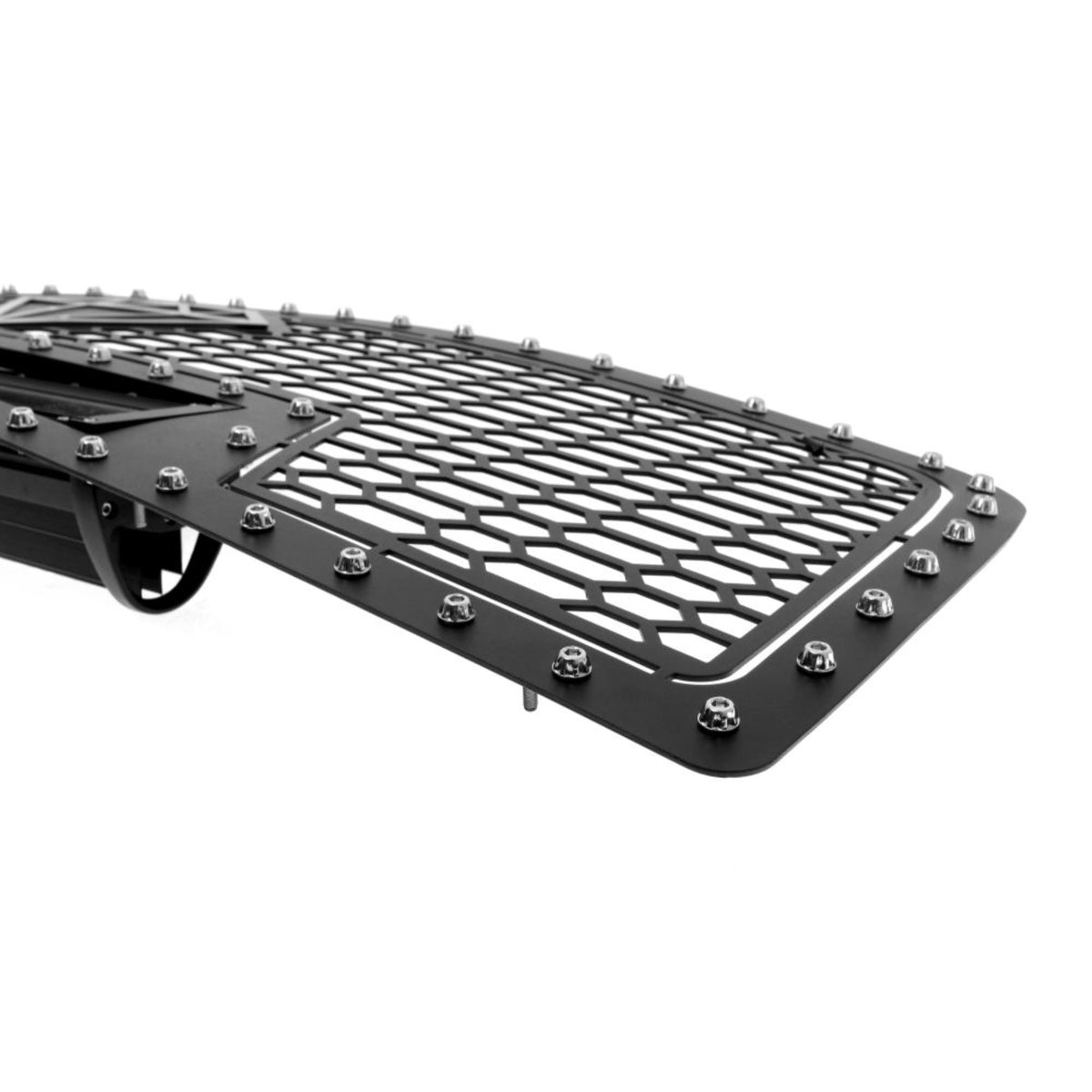 2010-2012 Dodge Ram 2500 Only Fit Recessed Center Vertical Bar/2010-2012 Dodge Ram 3500 Only Fit Recessed Center Vertical Bar Stainless Steel Black Powder Coated Finish Laser Cut Mesh With 20' Led Sheet Grille