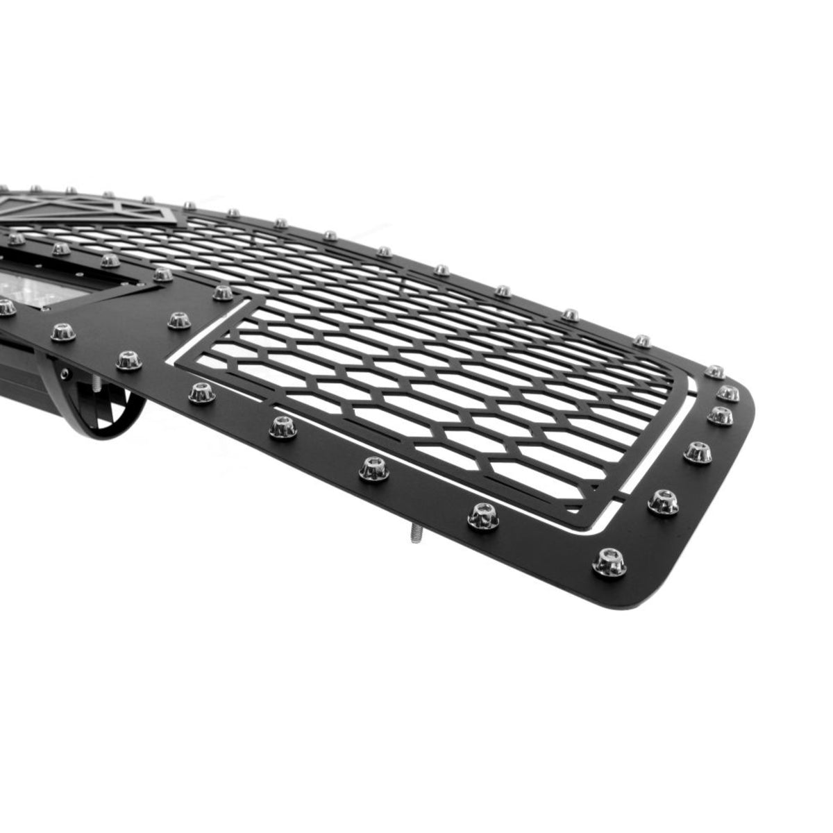 2009-2012 Dodge Ram 1500 Stainless Steel Black Powder Coated Finish Laser Cut Mesh With 12' + 2 X 3' Led Sheet Grille