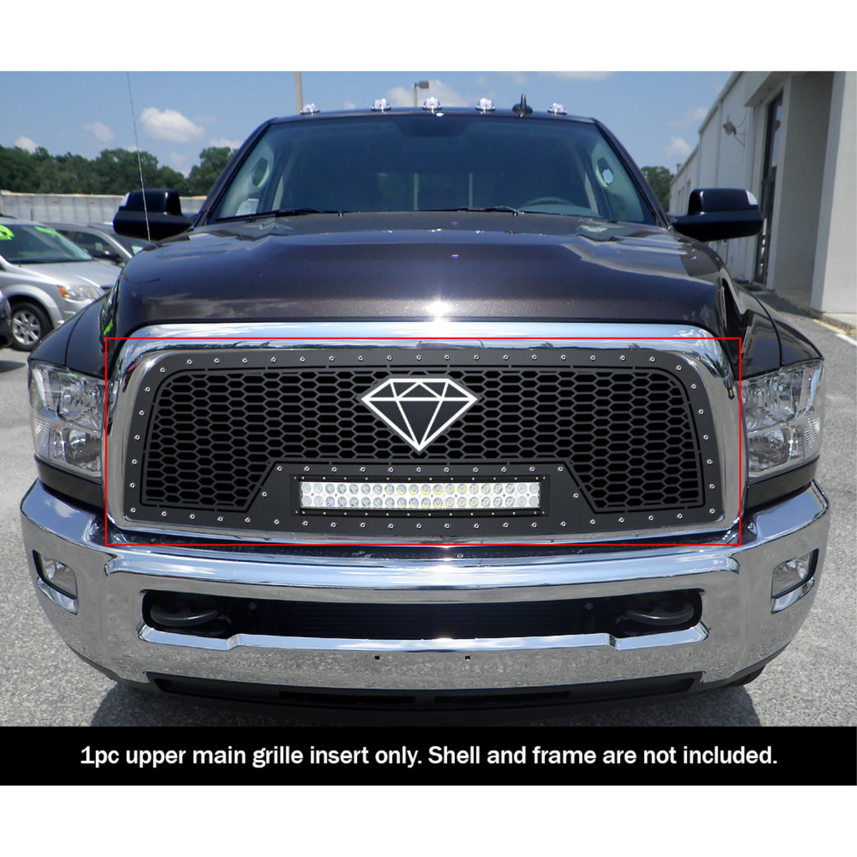 2013-2018 Ram 2500 /2013-2018 Ram 3500 Stainless Steel Black Powder Coated Finish Laser Cut Mesh With 20' Led Sheet Grille