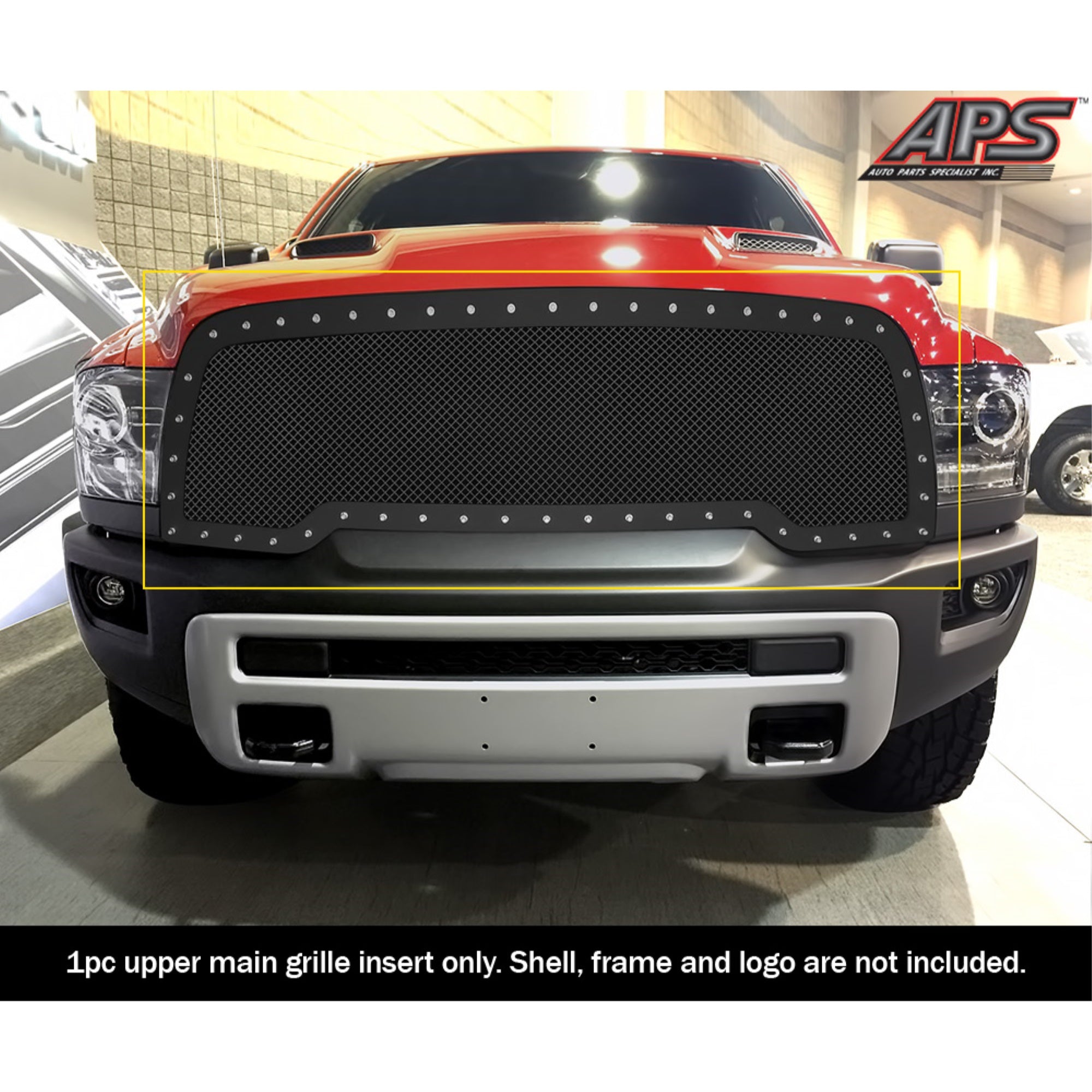 2015-2018 Ram Rebel 1500 STAINLESS STEEL BLACK POWDER COATED Finish 1.8 MM WIRE MESH RIVET STYLE Rivet Grille