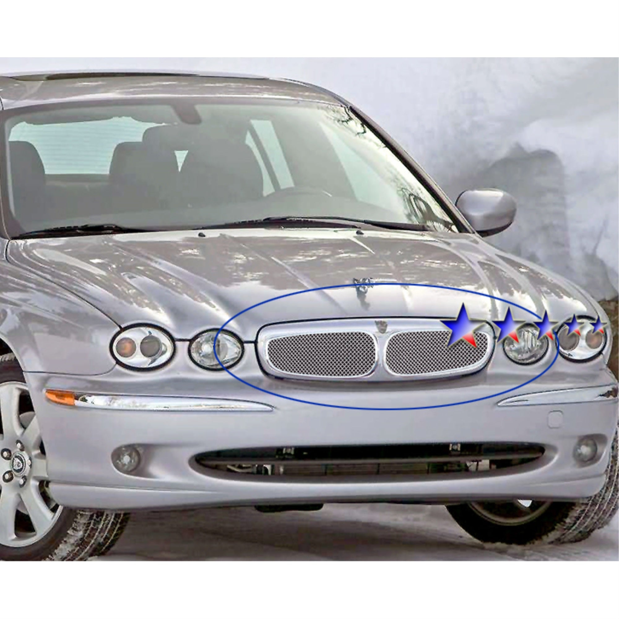 2002-2006 Jaguar X-Type Not For Xj8 Model Stainless Steel Polished Finish 1.8 Mm Wire Mesh Mesh Grille