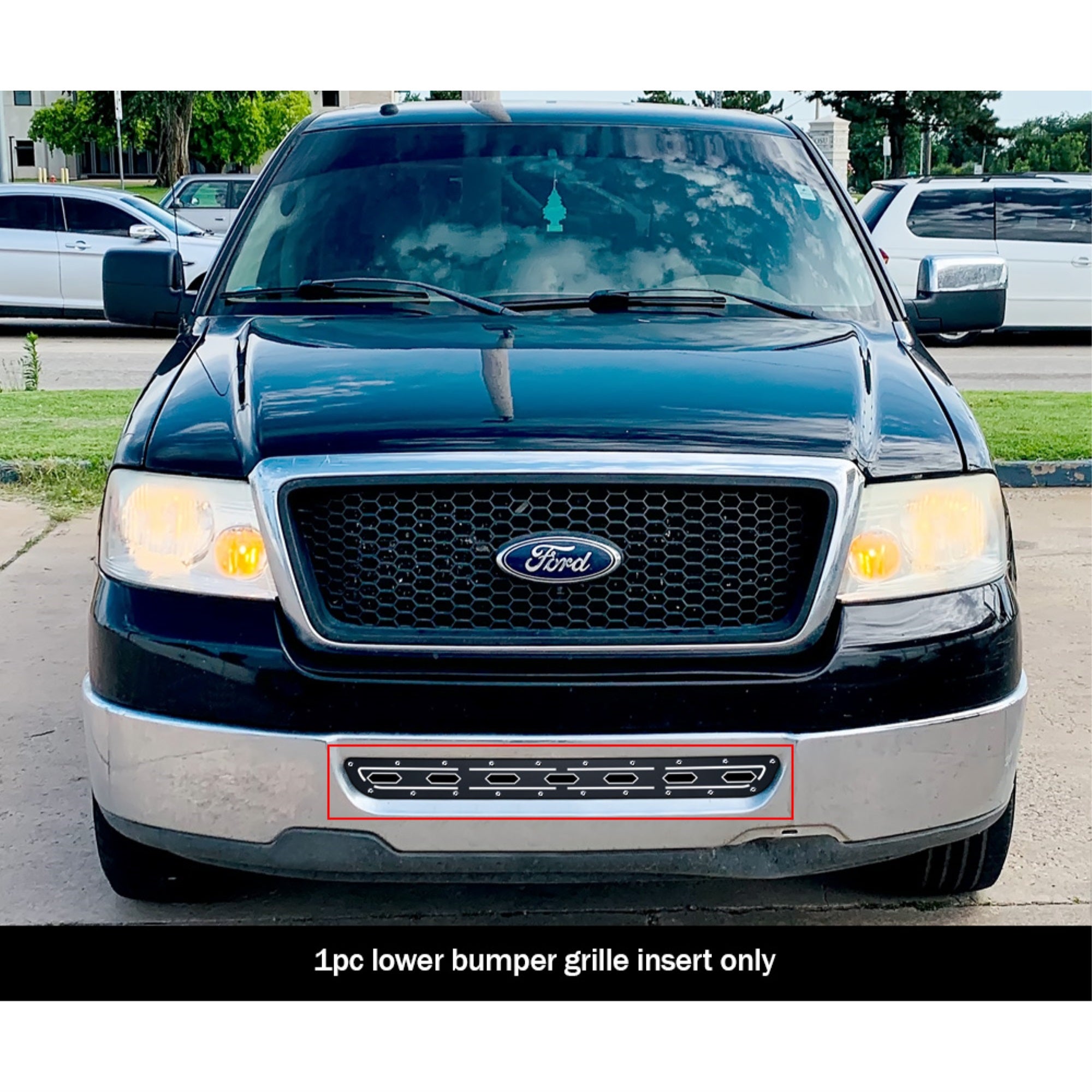 2006-2008 Ford F-150 304 Stainless Steel Black Powder Coated Finish Double Layer Laser Cut Sheet Sheet Grille